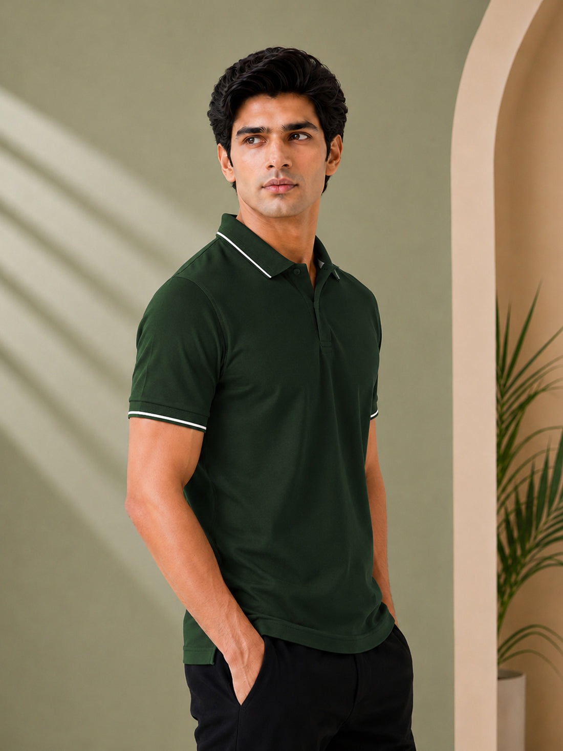 Men’s Premium Half-Zip Polo T-Shirt | Contrast Tape & Rib Collar | Wholesale Manufacturer & Supplier