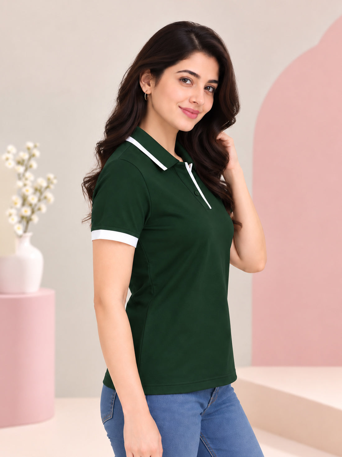 Women’s Premium Polo T-Shirt | Contrast Collar & Cuffs | Wholesale Manufacturer & Supplier