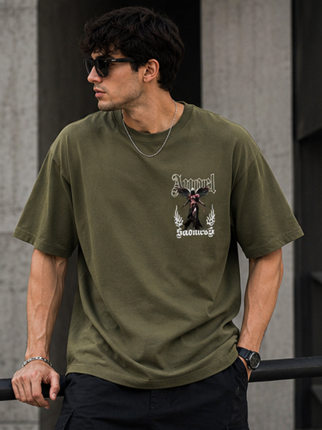 Men's Oversized Drop Shoulder T-Shirt | 100% Cotton Relaxed Fit Round Neck Streetwear Tee