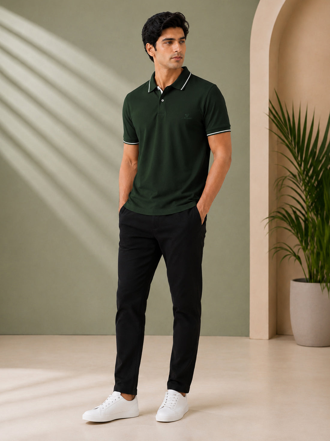 Men’s Premium Half-Zip Polo T-Shirt | Contrast Tape & Rib Collar | Wholesale Manufacturer & Supplier