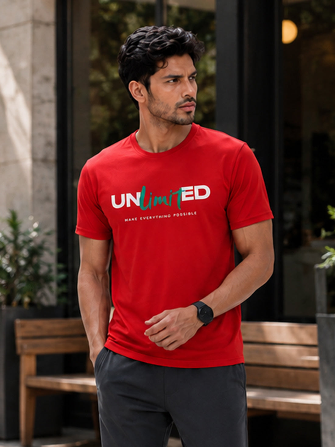 Unlimited Men's Red Performance T-Shirt | Quick Dry Sportswear | DPASSION