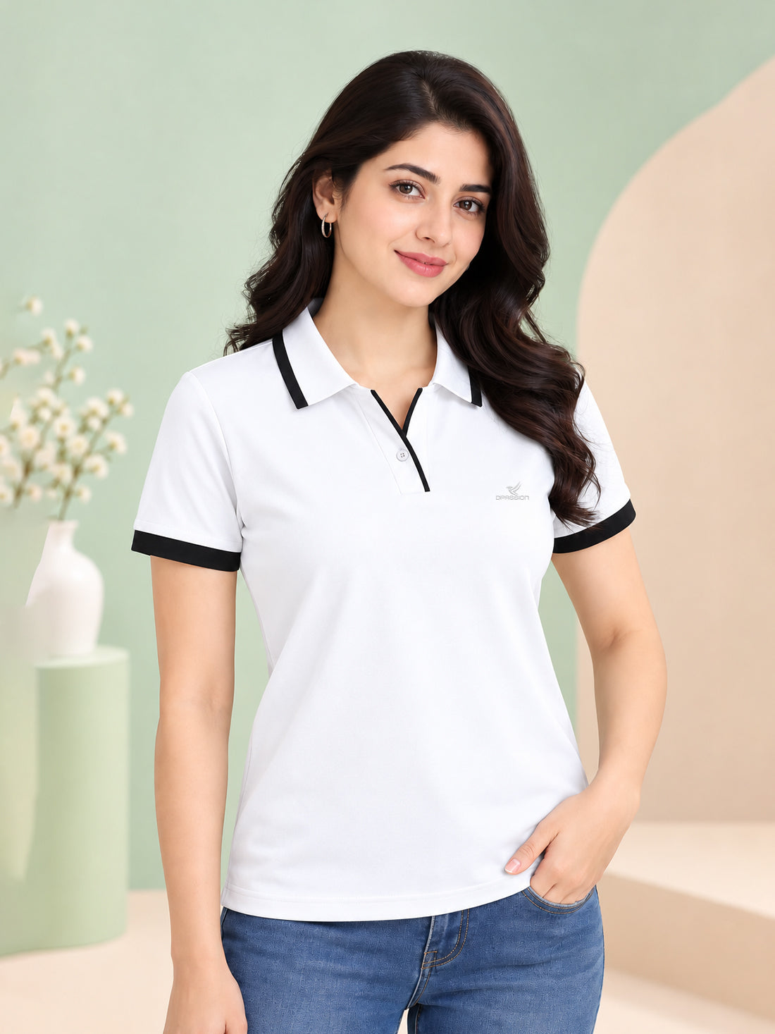 Women’s Premium Polo T-Shirt | Contrast Collar & Cuffs | Wholesale Manufacturer & Supplier