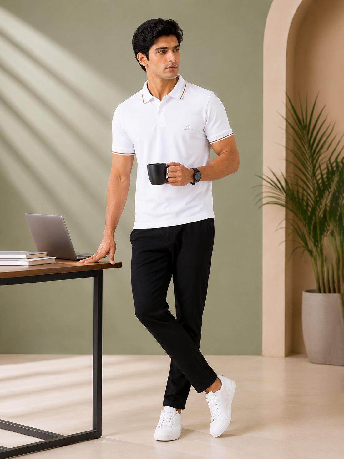 Men’s Premium Half-Zip Polo T-Shirt | Contrast Tape & Rib Collar | Wholesale Manufacturer & Supplier