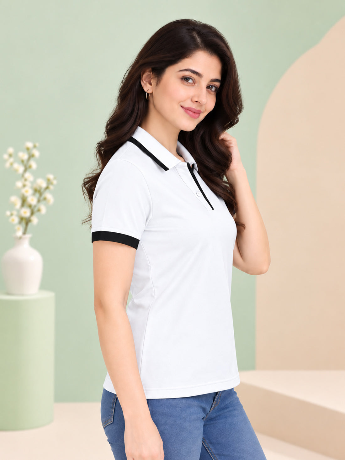 Women’s Premium Polo T-Shirt | Contrast Collar & Cuffs | Wholesale Manufacturer & Supplier