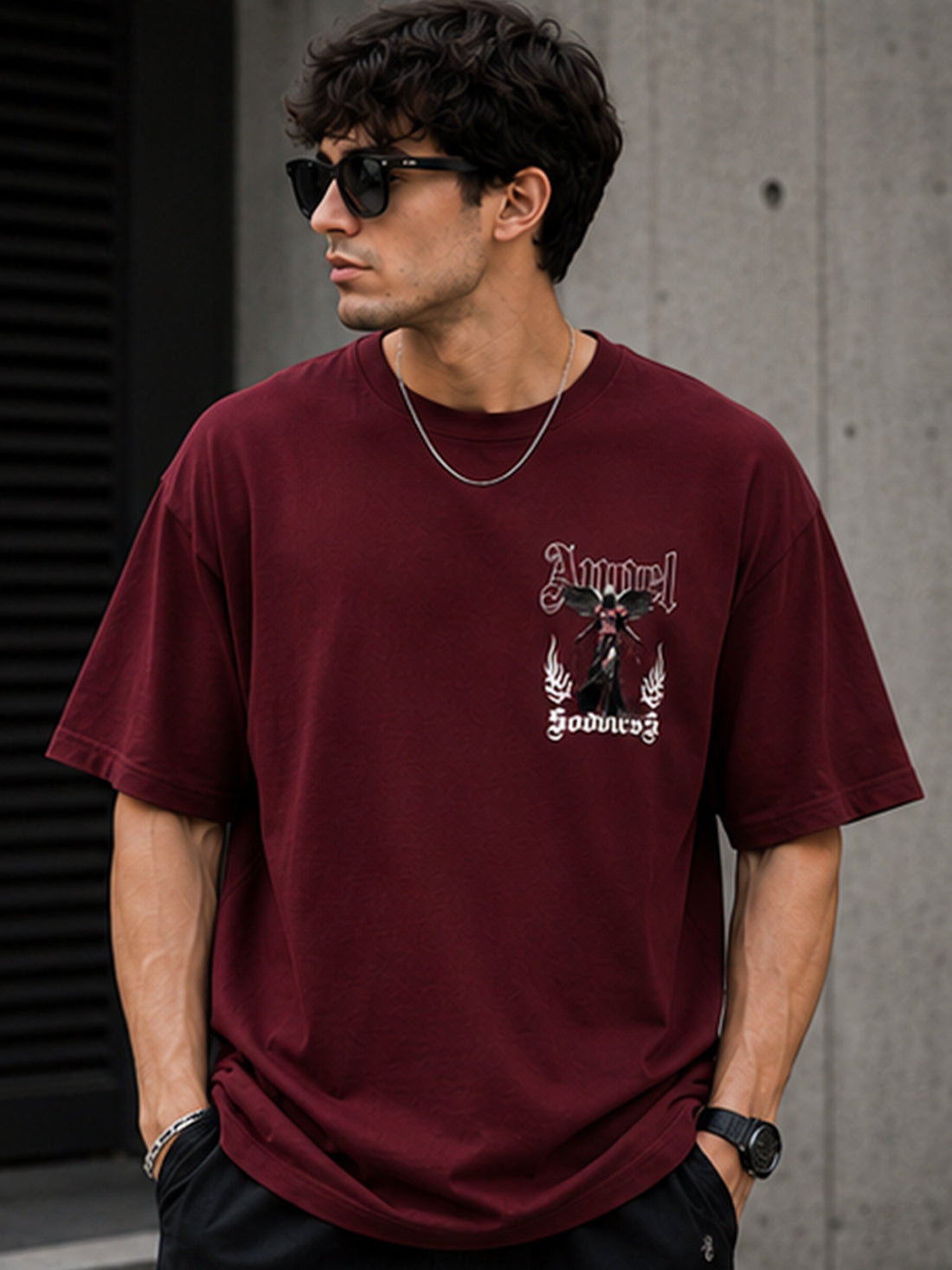 Men's Oversized Drop Shoulder T-Shirt | 100% Cotton Relaxed Fit Round Neck Streetwear Tee