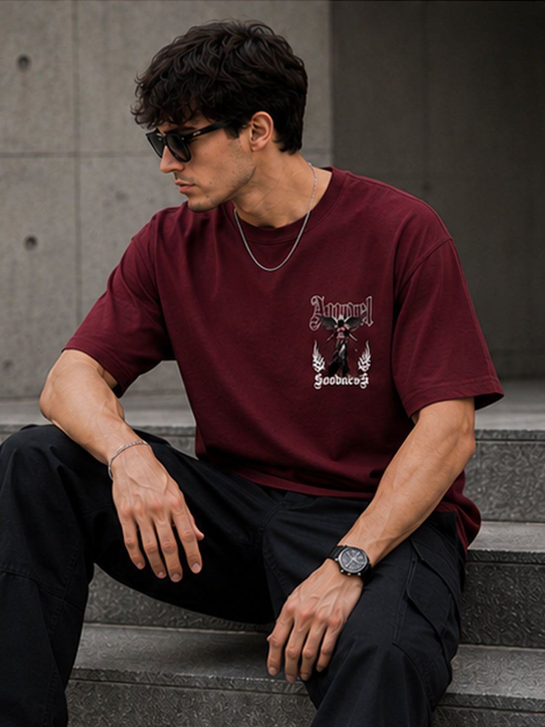 Men's Oversized Drop Shoulder T-Shirt | 100% Cotton Relaxed Fit Round Neck Streetwear Tee