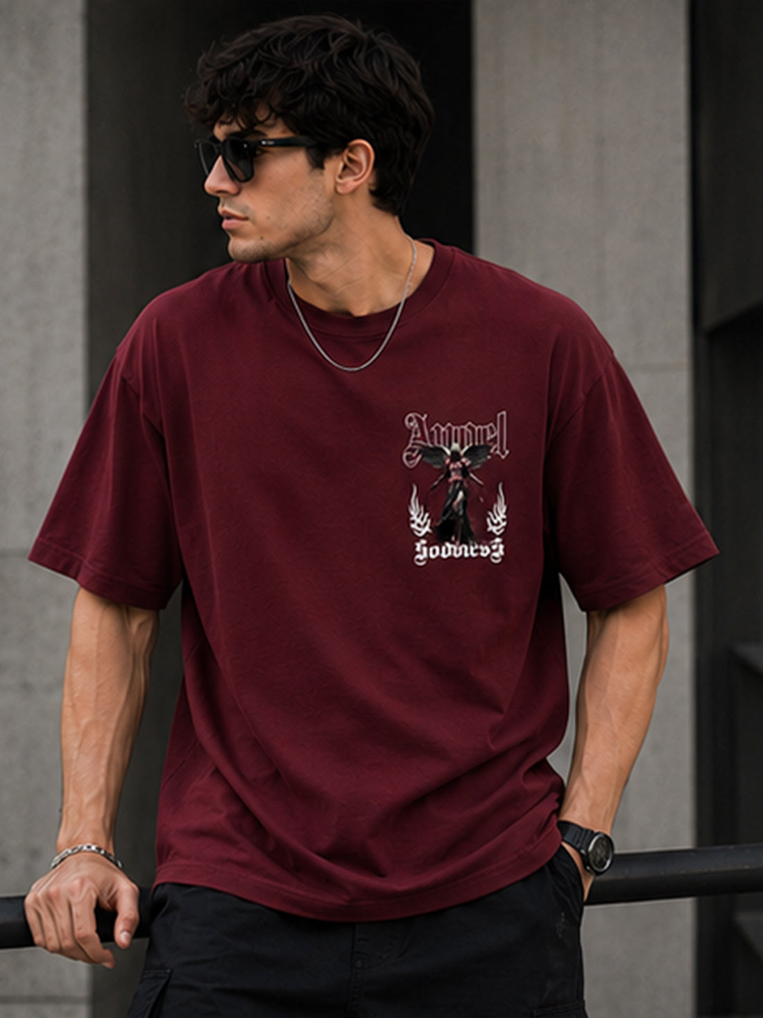 Men's Oversized Drop Shoulder T-Shirt | 100% Cotton Relaxed Fit Round Neck Streetwear Tee