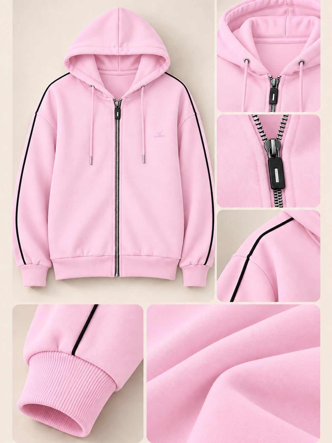 Dpassion Women’s Premium 320 GSM Cotton Fleece Full-Zip Hooded Sweatshirt – Manufacturer, Wholesaler & Exporter