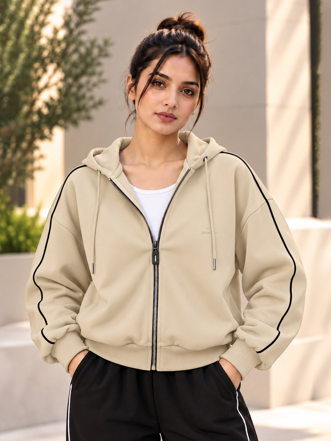 Dpassion Women’s Premium 320 GSM Cotton Fleece Full-Zip Hooded Sweatshirt – Manufacturer, Wholesaler & Exporter