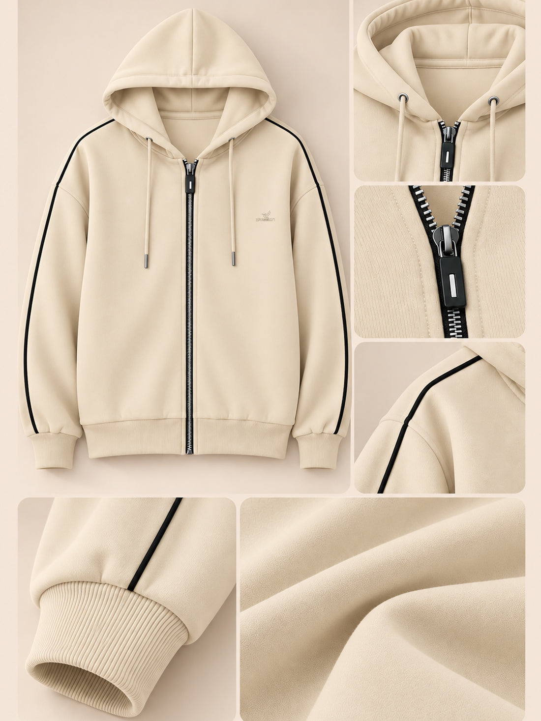 Dpassion Women’s Premium 320 GSM Cotton Fleece Full-Zip Hooded Sweatshirt – Manufacturer, Wholesaler & Exporter