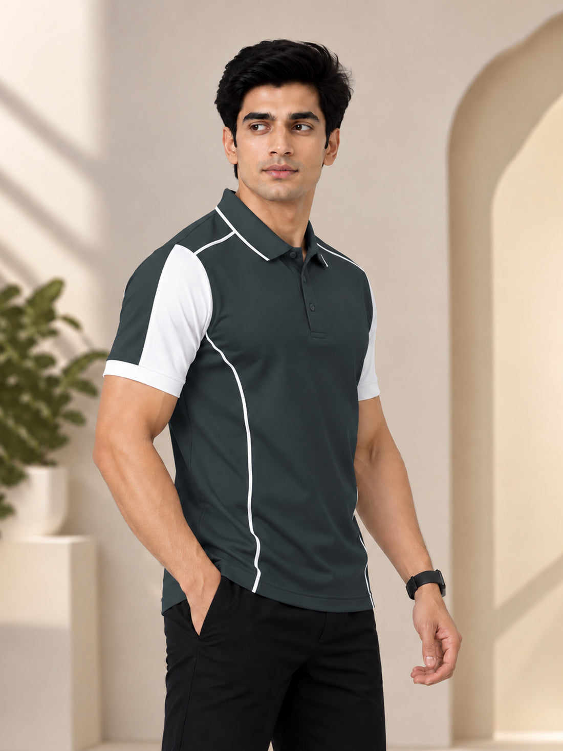 Men's 250 GSM Polyester Spandex Half-Sleeve Polo T-Shirt | Premium Performance Fabric | Wholesale Manufacturer