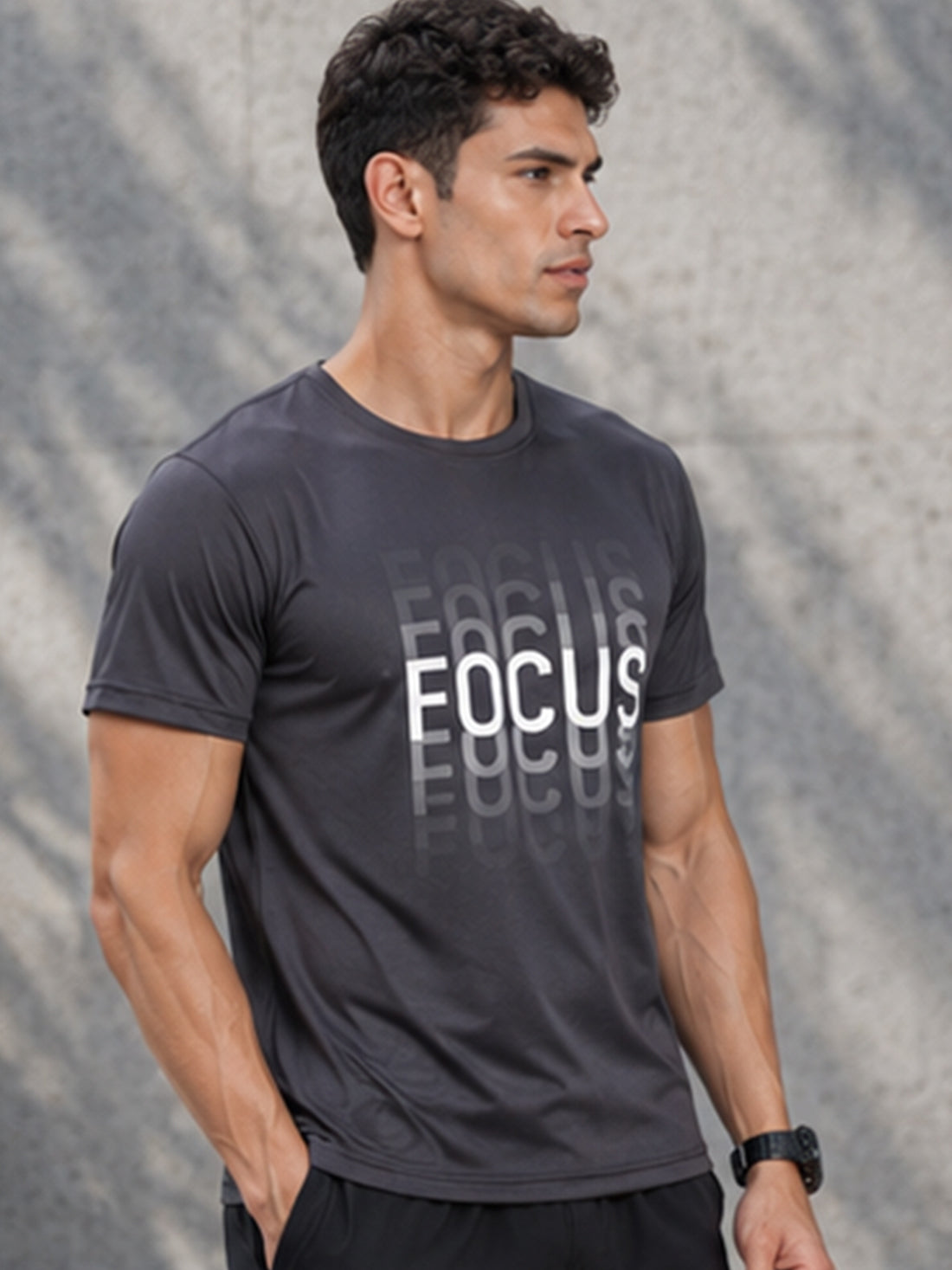 Focus Men's Black Performance T-Shirt | Quick Dry Gym Wear | DPASSION