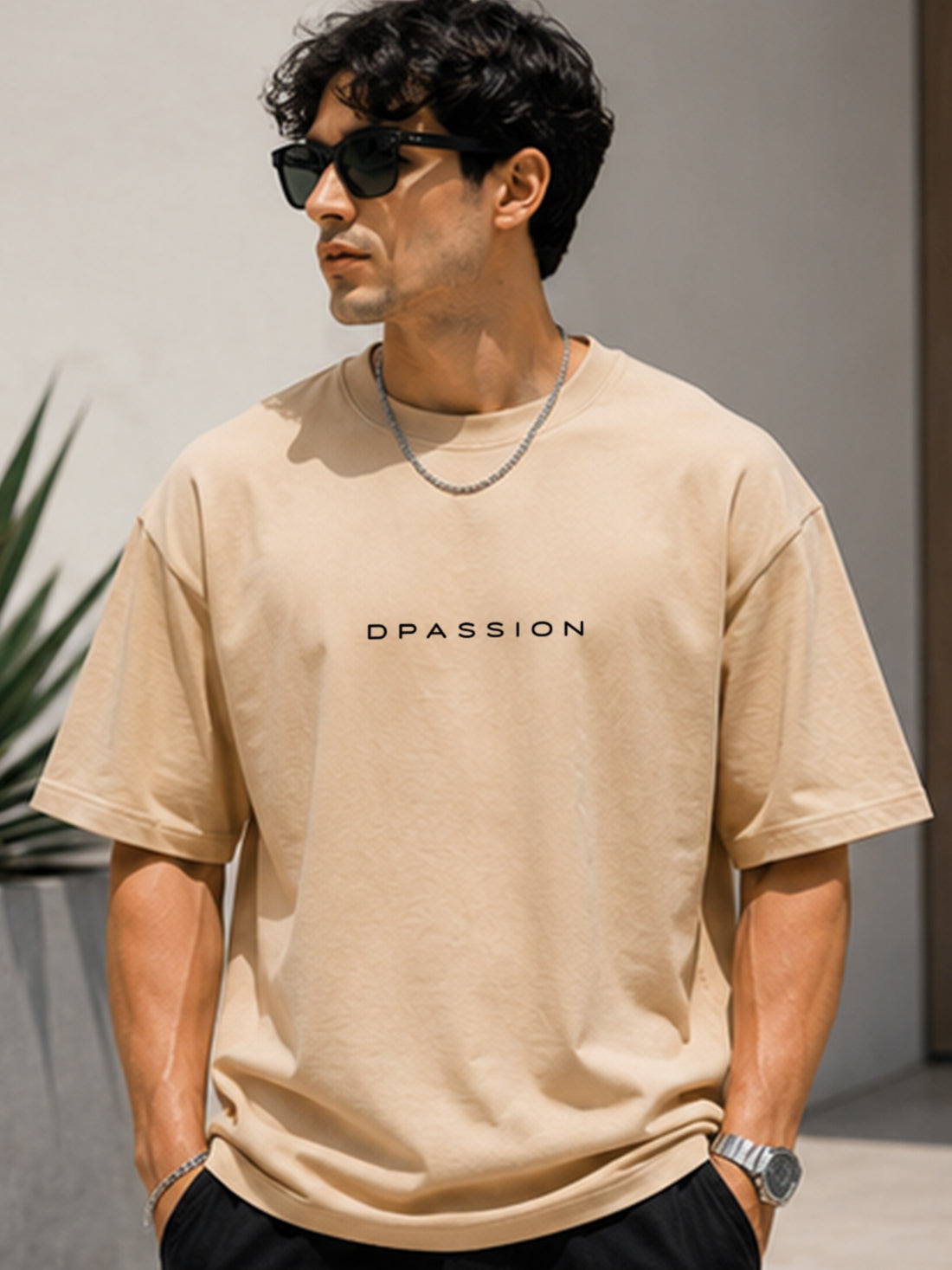Men's Oversized Drop Shoulder T-Shirt | 100% Cotton Relaxed Fit Round Neck Streetwear Tee