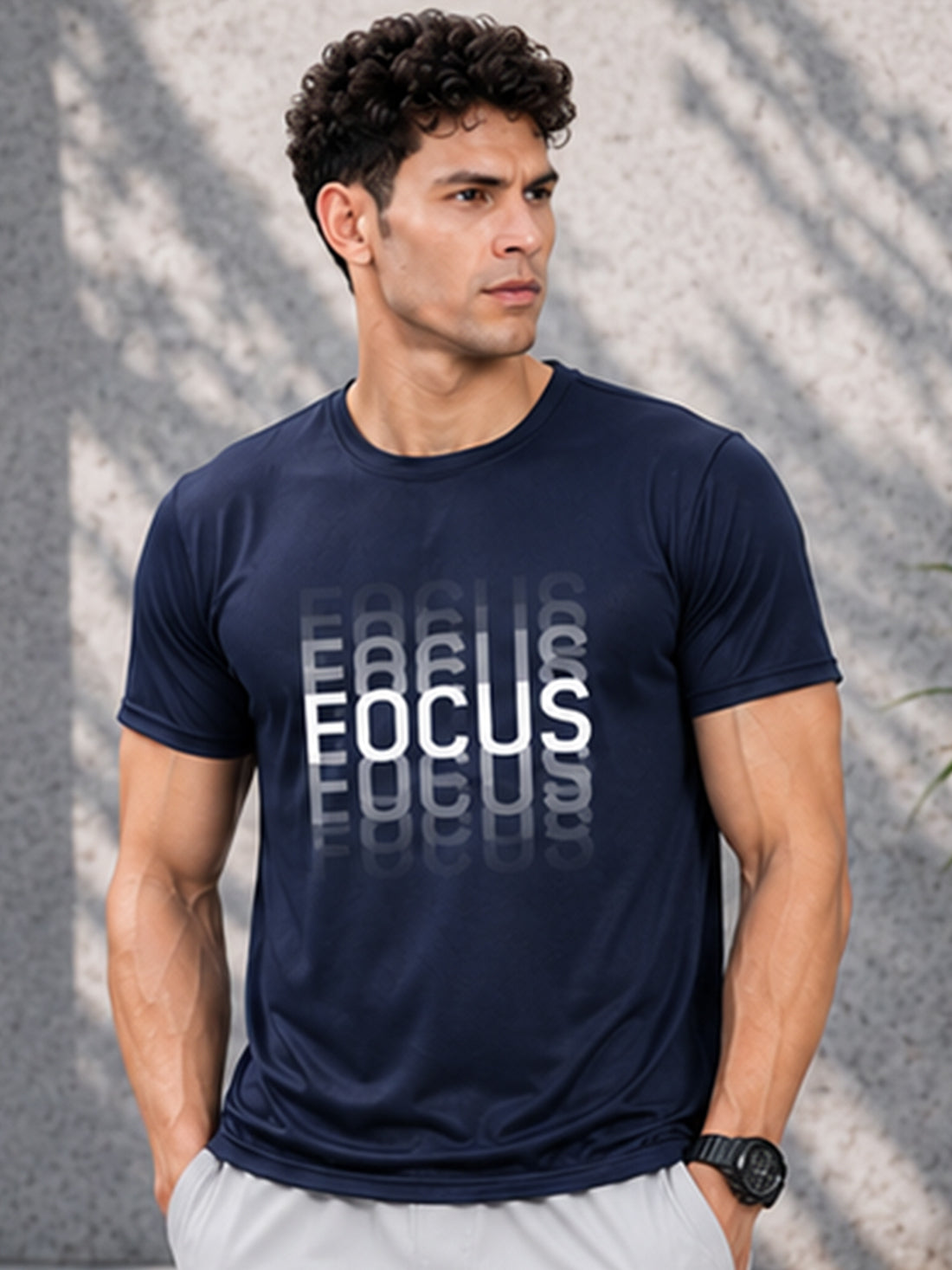 Focus Men's Black Performance T-Shirt | Quick Dry Gym Wear | DPASSION