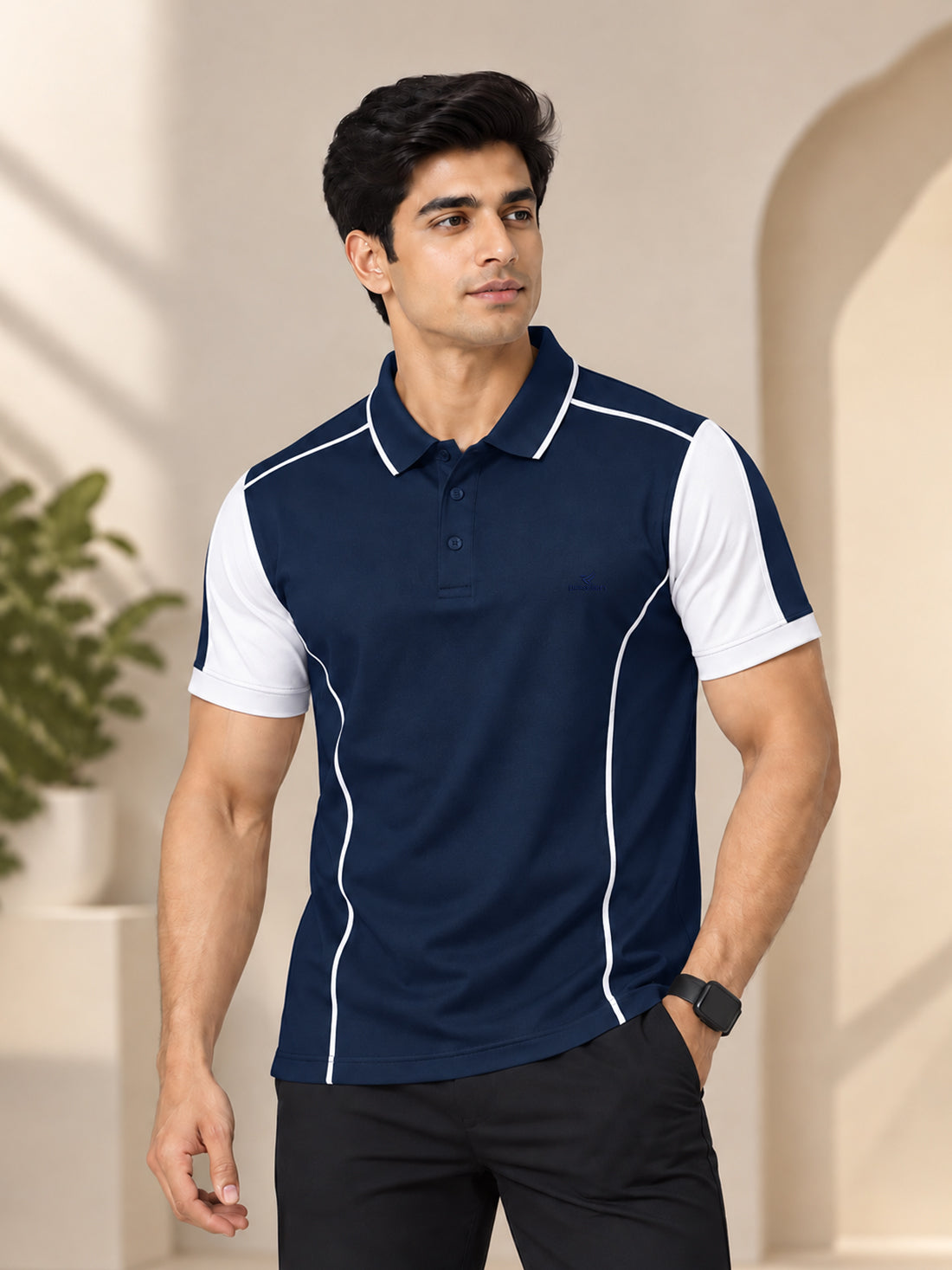Men's 250 GSM Polyester Spandex Half-Sleeve Polo T-Shirt | Premium Performance Fabric | Wholesale Manufacturer