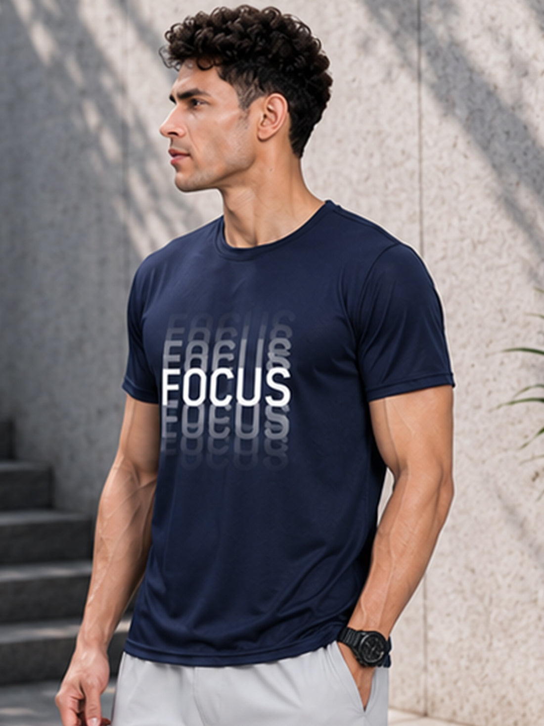 Focus Men's Black Performance T-Shirt | Quick Dry Gym Wear | DPASSION
