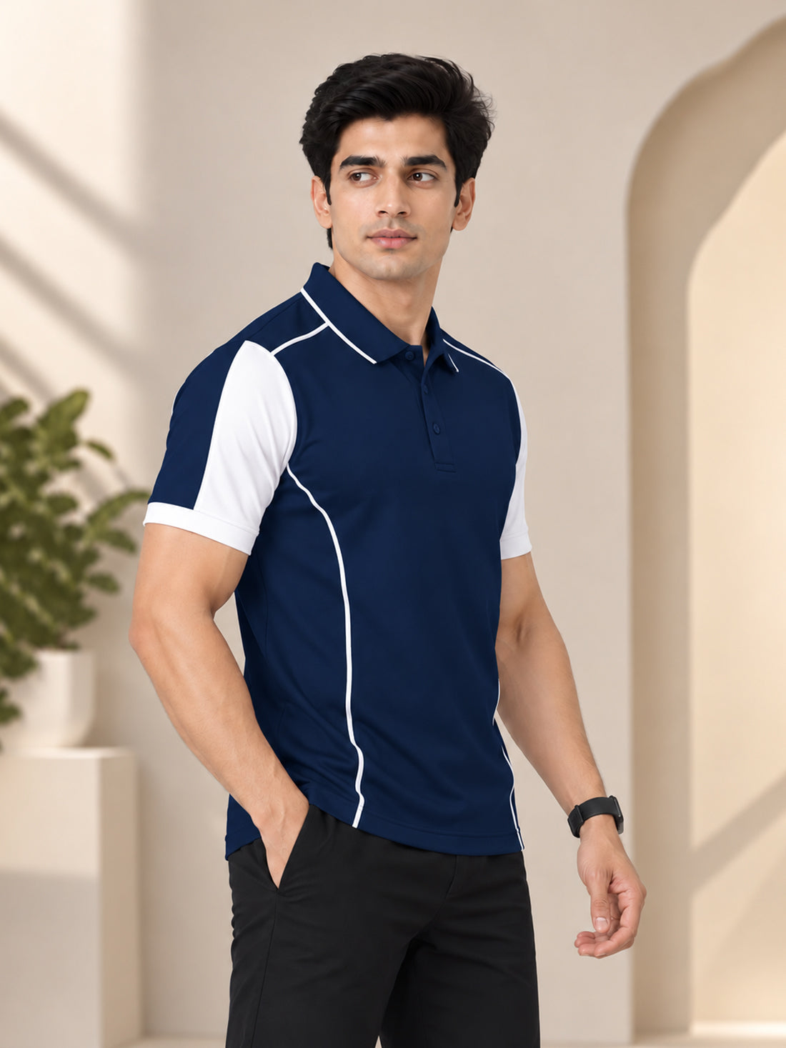 Men's 250 GSM Polyester Spandex Half-Sleeve Polo T-Shirt | Premium Performance Fabric | Wholesale Manufacturer