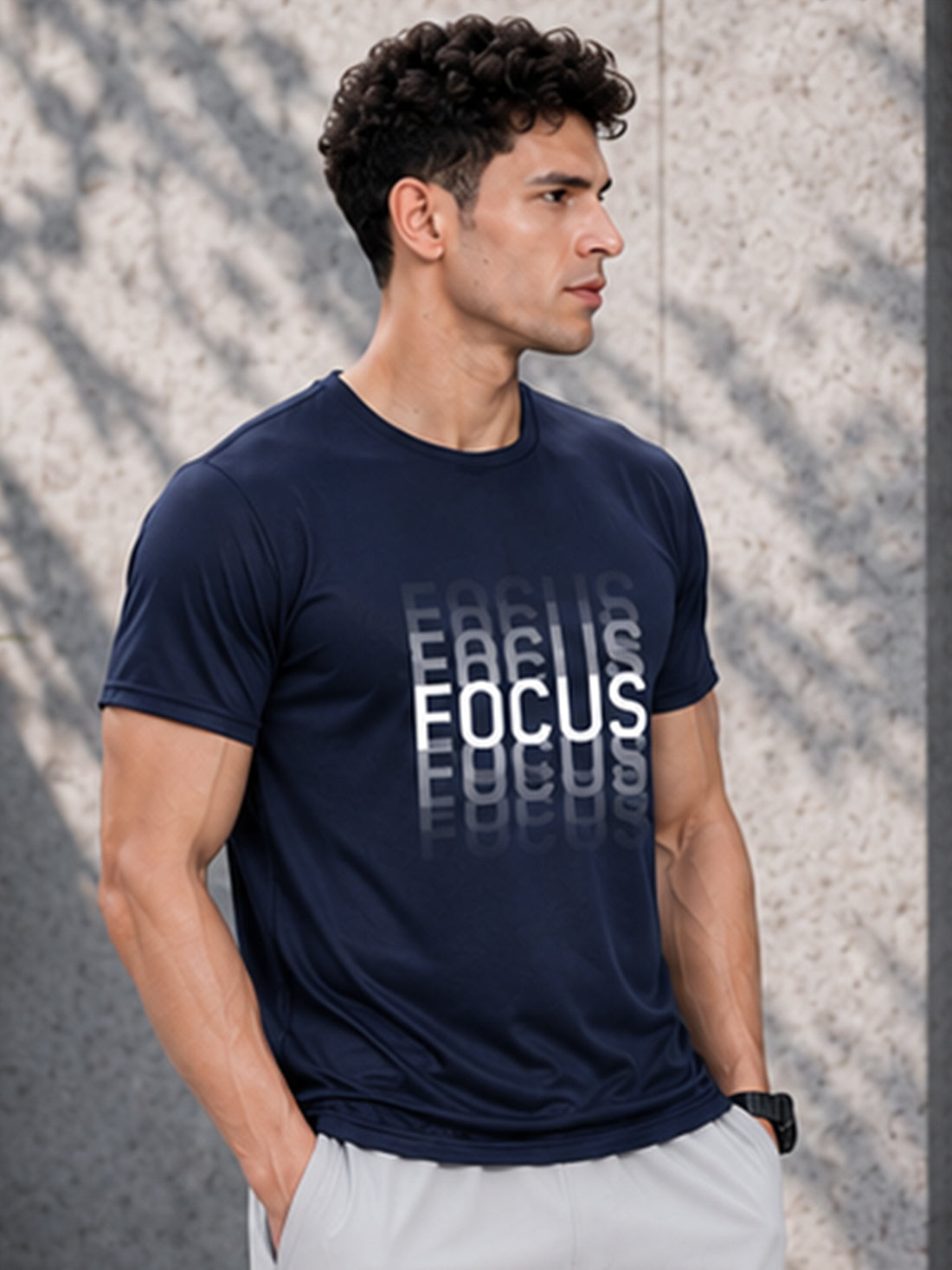 Focus Men's Black Performance T-Shirt | Quick Dry Gym Wear | DPASSION