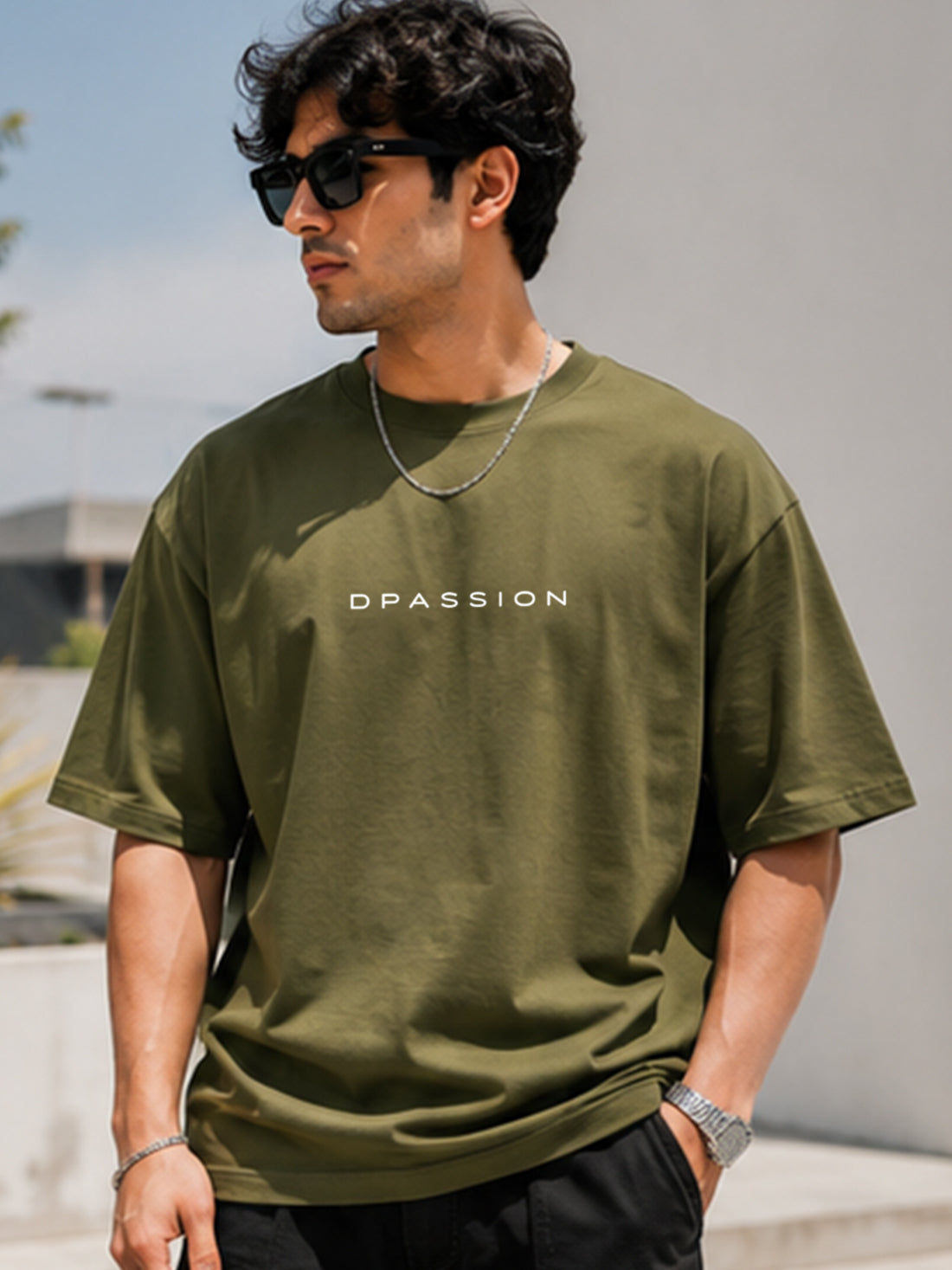 Men's Oversized Drop Shoulder T-Shirt | 100% Cotton Relaxed Fit Round Neck Streetwear Tee