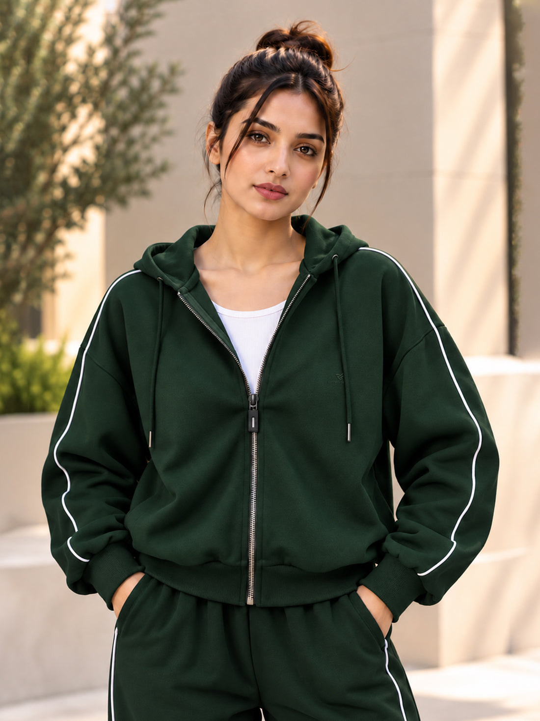 Dpassion Women’s Premium 320 GSM Cotton Fleece Full-Zip Hooded Sweatshirt – Manufacturer, Wholesaler & Exporter