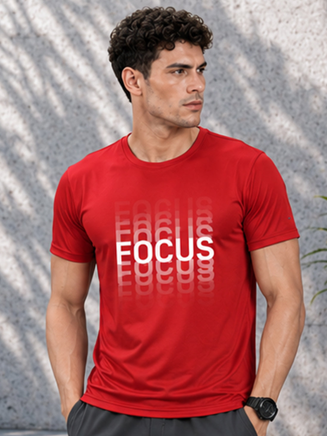 Focus Men's Black Performance T-Shirt | Quick Dry Gym Wear | DPASSION