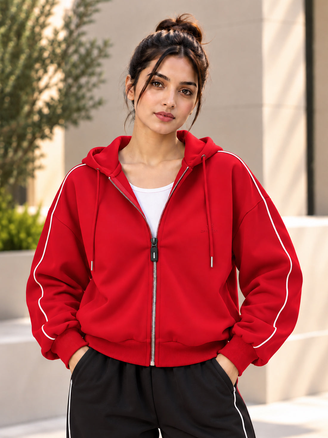 Dpassion Women’s Premium 320 GSM Cotton Fleece Full-Zip Hooded Sweatshirt – Manufacturer, Wholesaler & Exporter