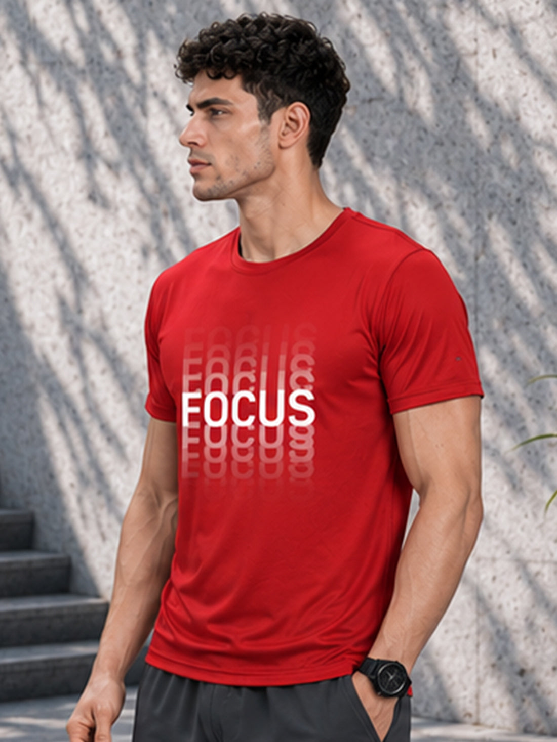 Focus Men's Black Performance T-Shirt | Quick Dry Gym Wear | DPASSION