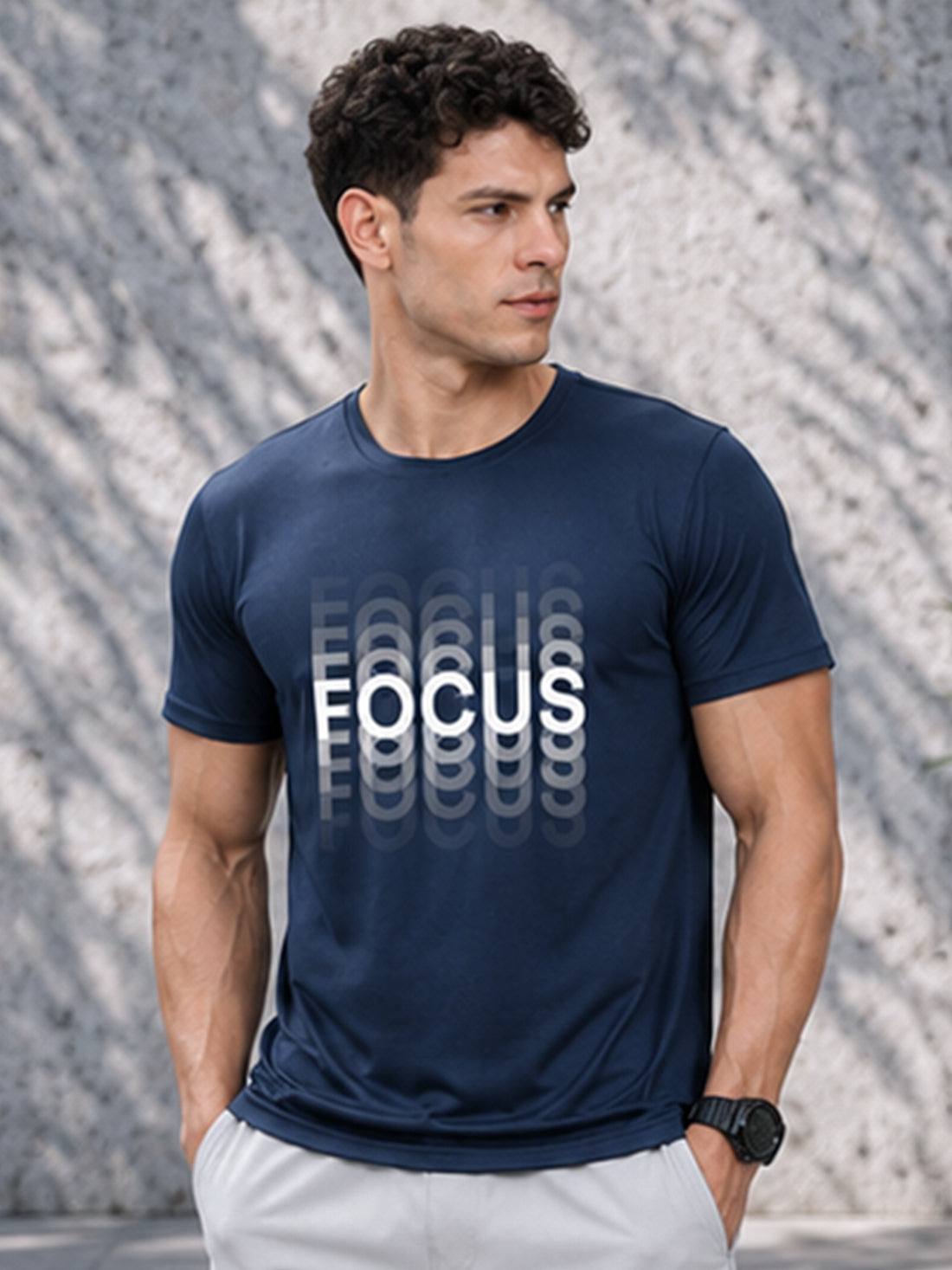 Focus Men's Black Performance T-Shirt | Quick Dry Gym Wear | DPASSION