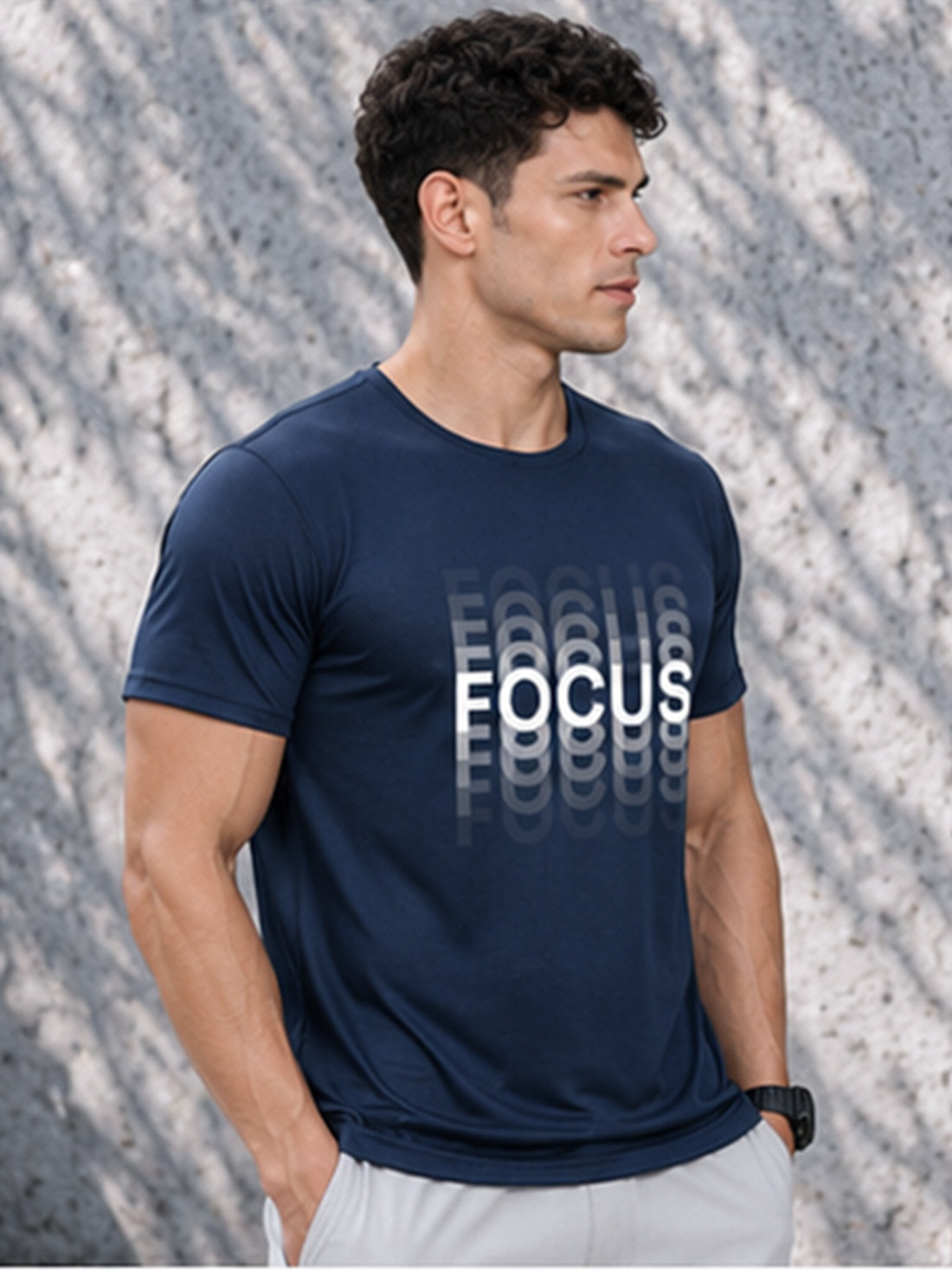 Focus Men's Black Performance T-Shirt | Quick Dry Gym Wear | DPASSION