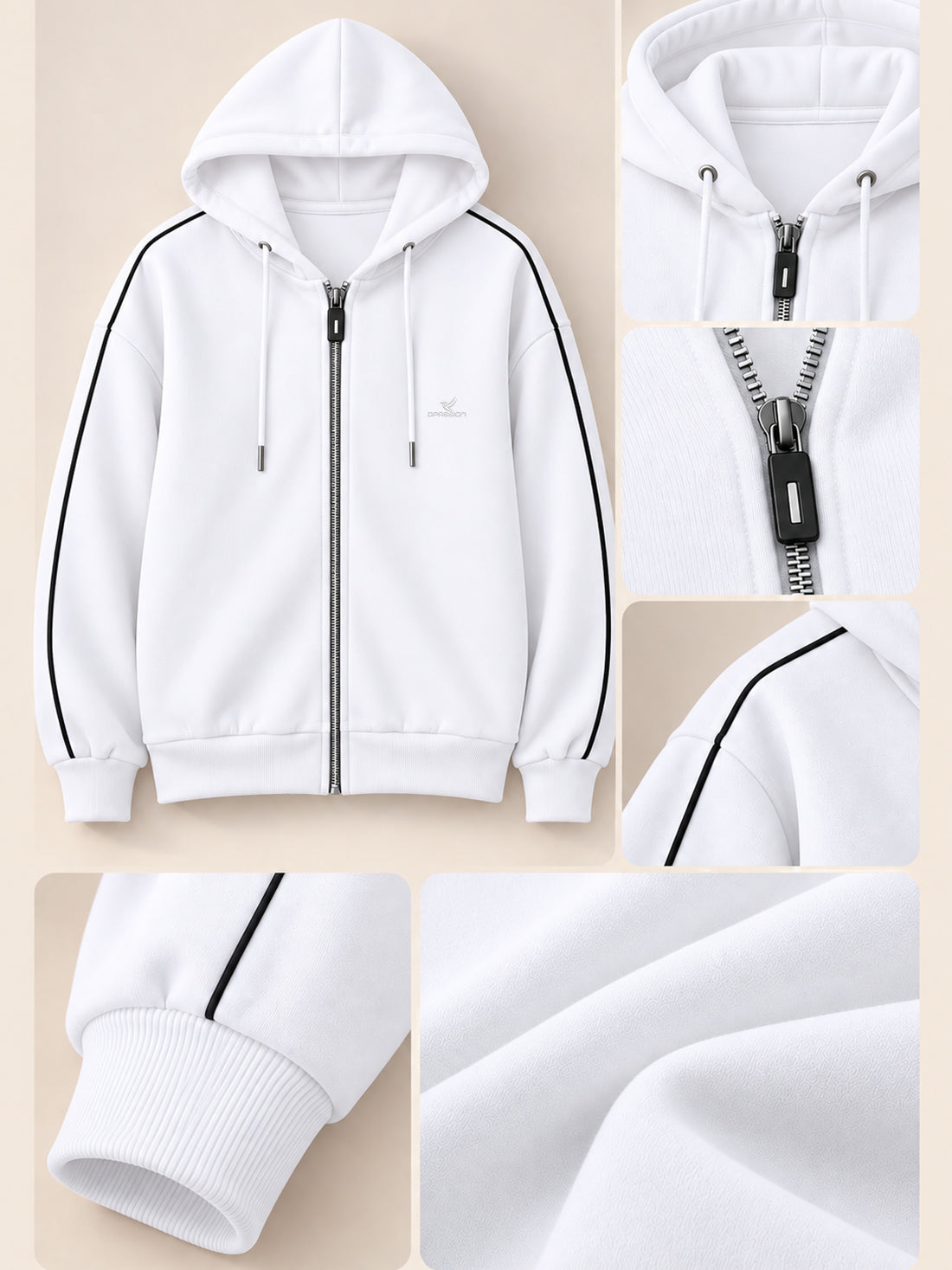 Dpassion Women’s Premium 320 GSM Cotton Fleece Full-Zip Hooded Sweatshirt – Manufacturer, Wholesaler & Exporter