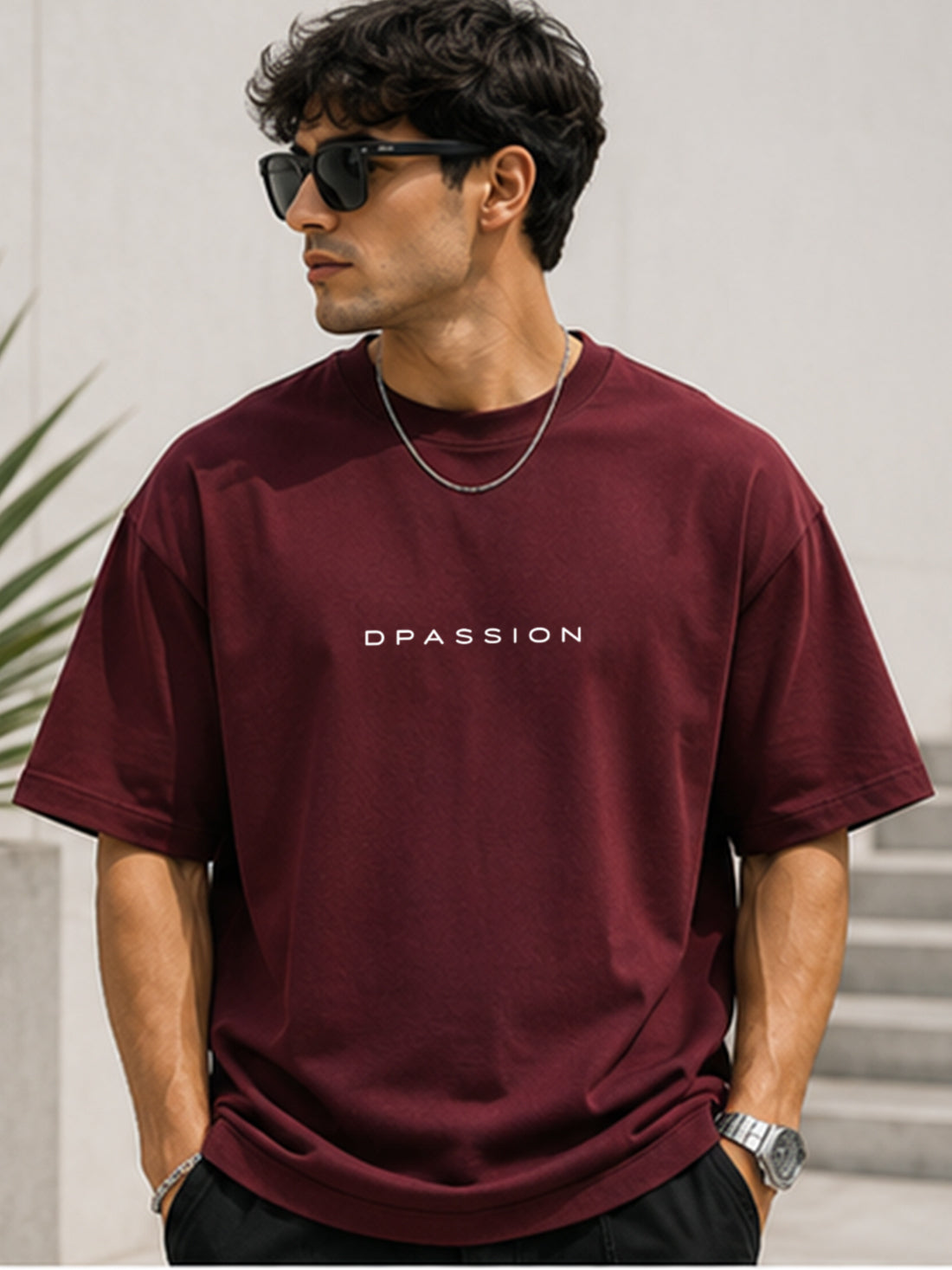 Men's Oversized Drop Shoulder T-Shirt | 100% Cotton Relaxed Fit Round Neck Streetwear Tee