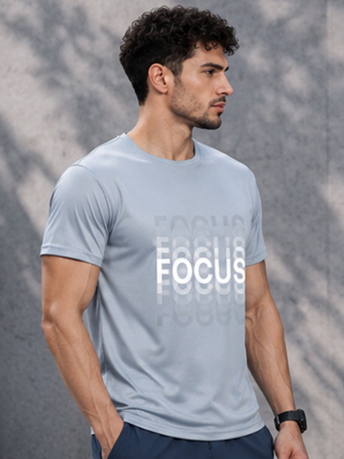 Focus Men's Black Performance T-Shirt | Quick Dry Gym Wear | DPASSION