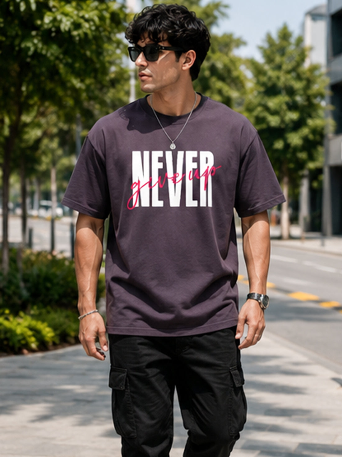 Men's Oversized Drop Shoulder T-Shirt | 100% Cotton Relaxed Fit Round Neck Streetwear Tee