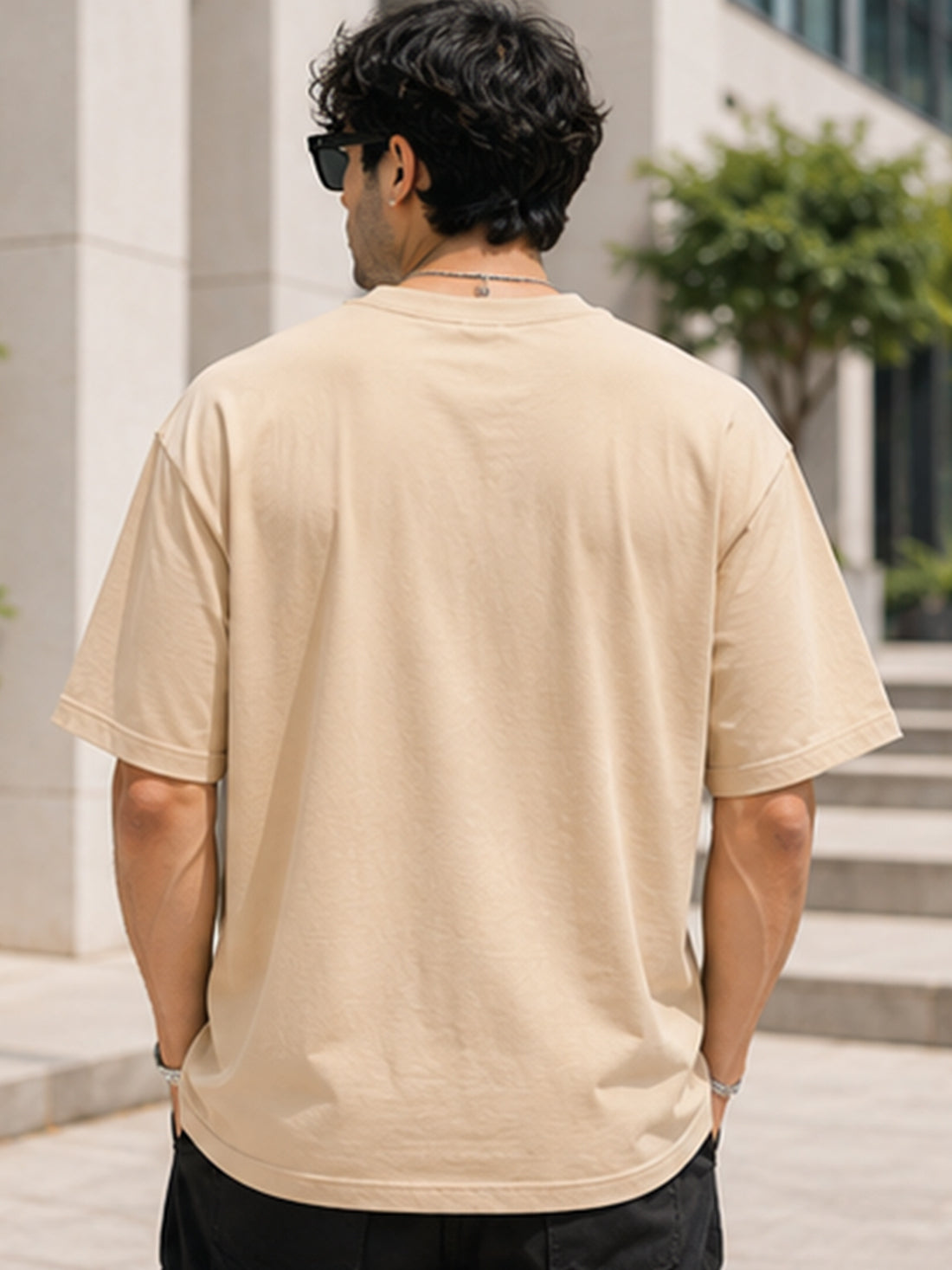 Men's Oversized Drop Shoulder T-Shirt | 100% Cotton Relaxed Fit Round Neck Streetwear Tee