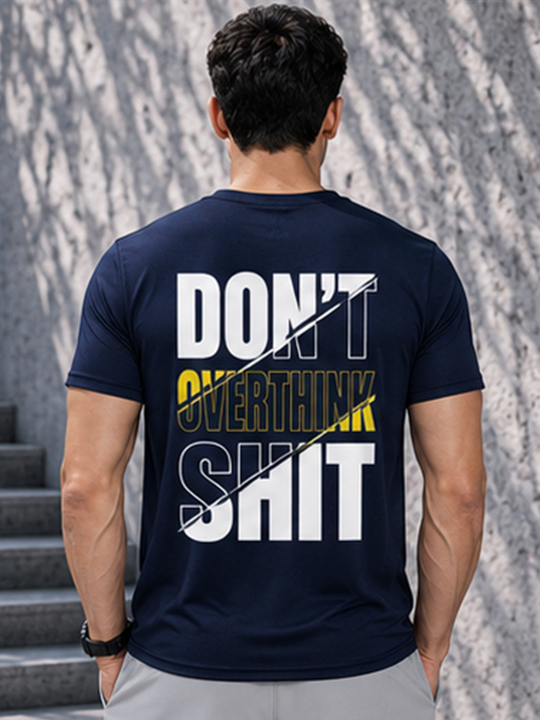 Don't Overthink Shit Men's Black Performance T-Shirt | Quick Dry Gym Wear | DPASSION