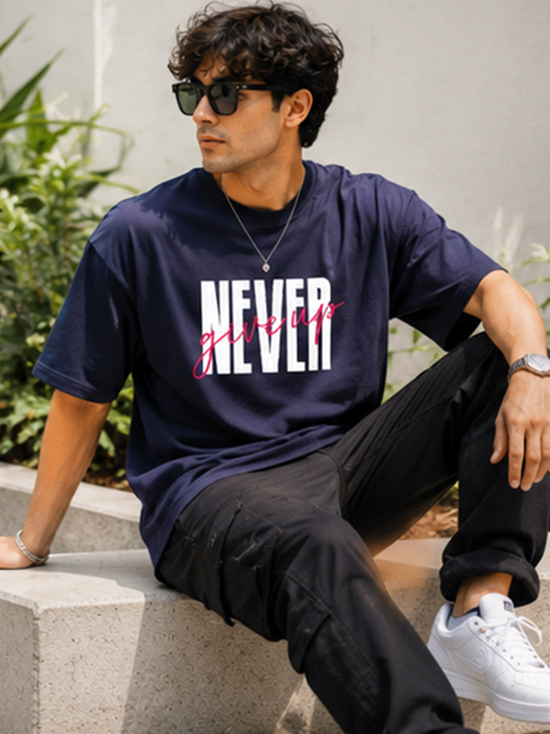 Men's Oversized Drop Shoulder T-Shirt | 100% Cotton Relaxed Fit Round Neck Streetwear Tee