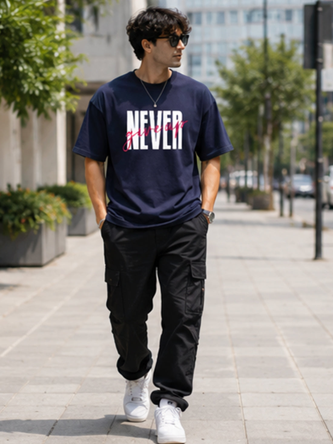 Men's Oversized Drop Shoulder T-Shirt | 100% Cotton Relaxed Fit Round Neck Streetwear Tee