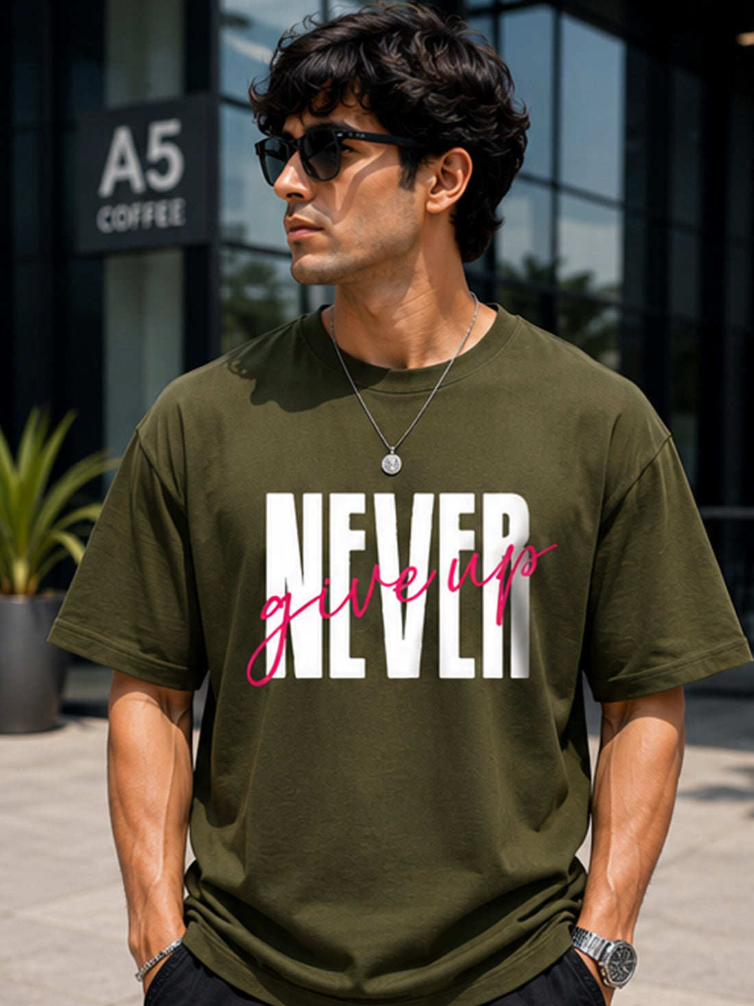 Men's Oversized Drop Shoulder T-Shirt | 100% Cotton Relaxed Fit Round Neck Streetwear Tee