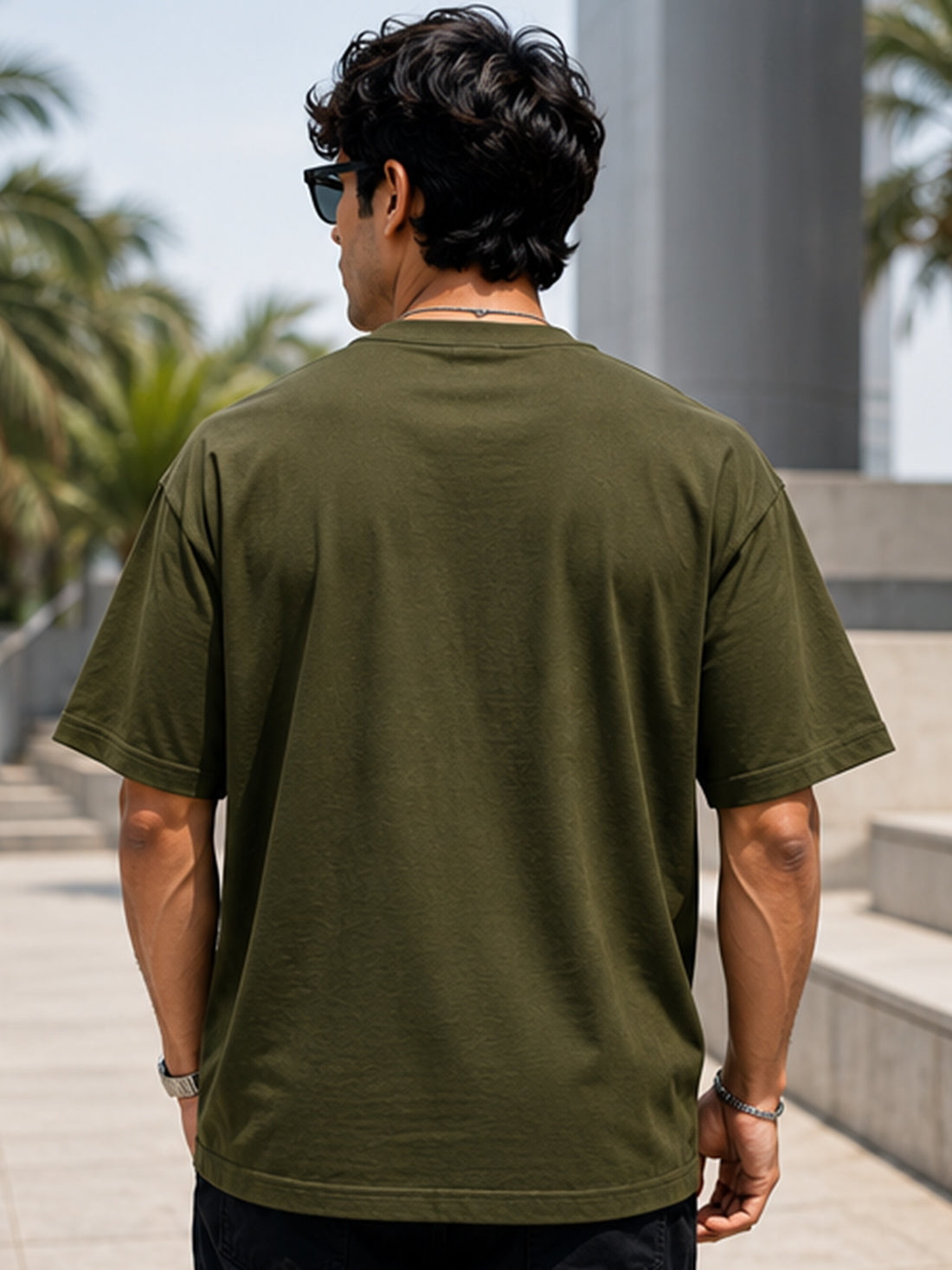 Men's Oversized Drop Shoulder T-Shirt | 100% Cotton Relaxed Fit Round Neck Streetwear Tee
