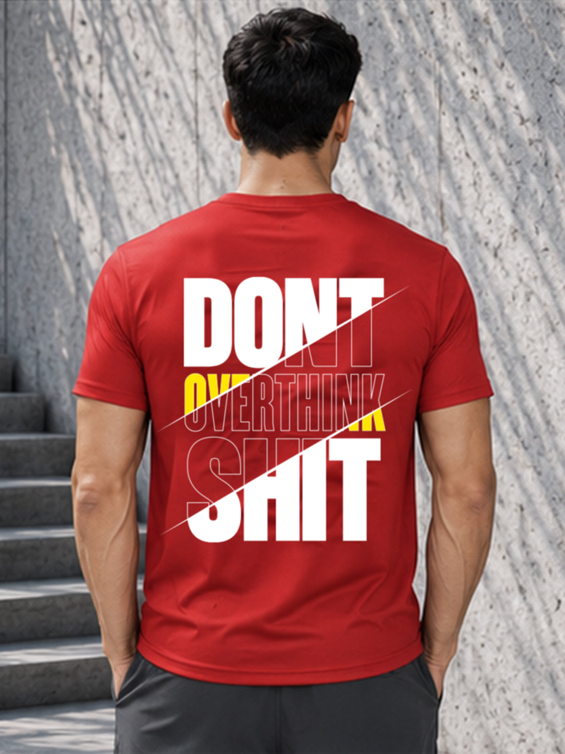 Don't Overthink Shit Men's Black Performance T-Shirt | Quick Dry Gym Wear | DPASSION