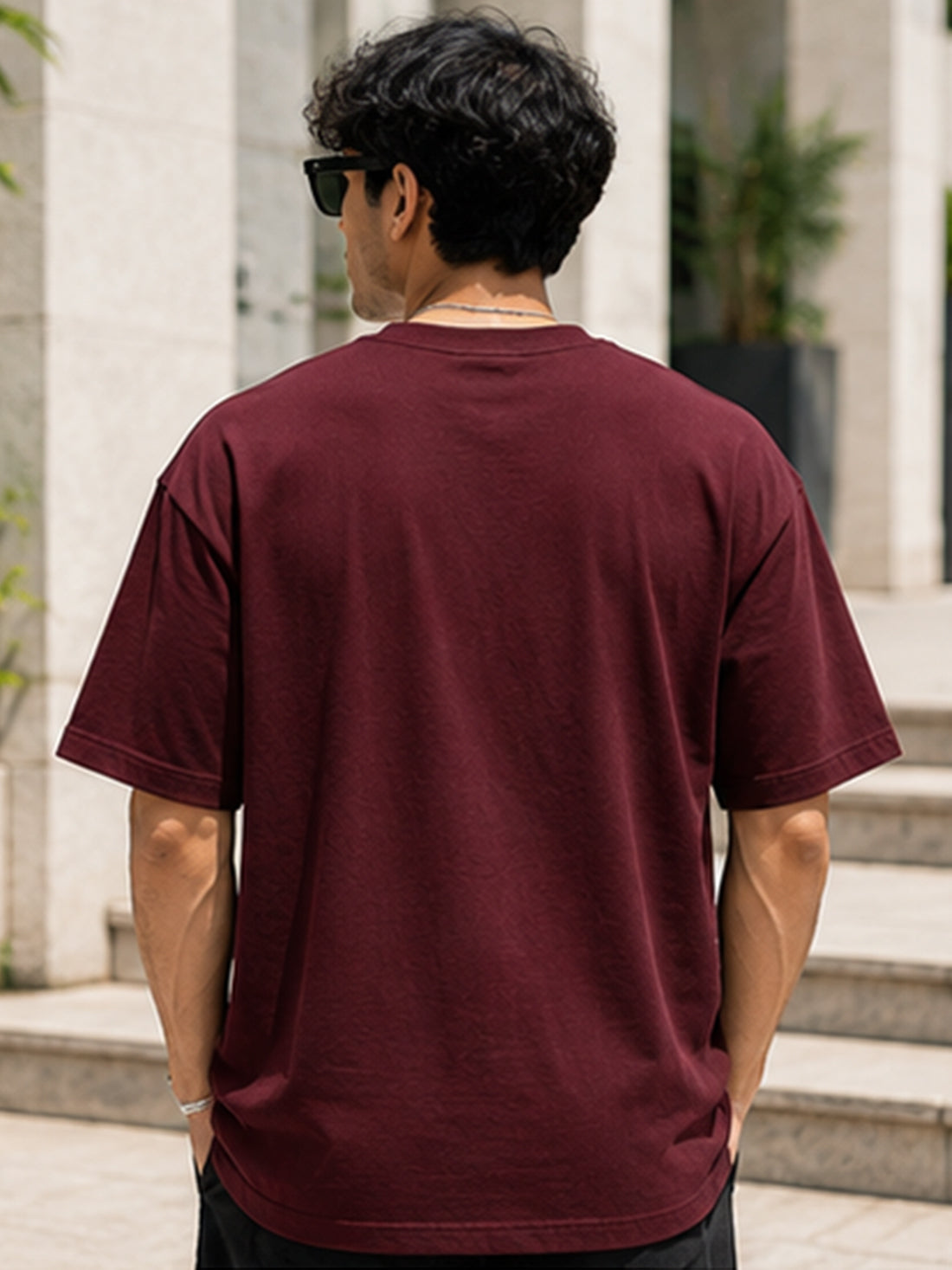 Men's Oversized Drop Shoulder T-Shirt | 100% Cotton Relaxed Fit Round Neck Streetwear Tee