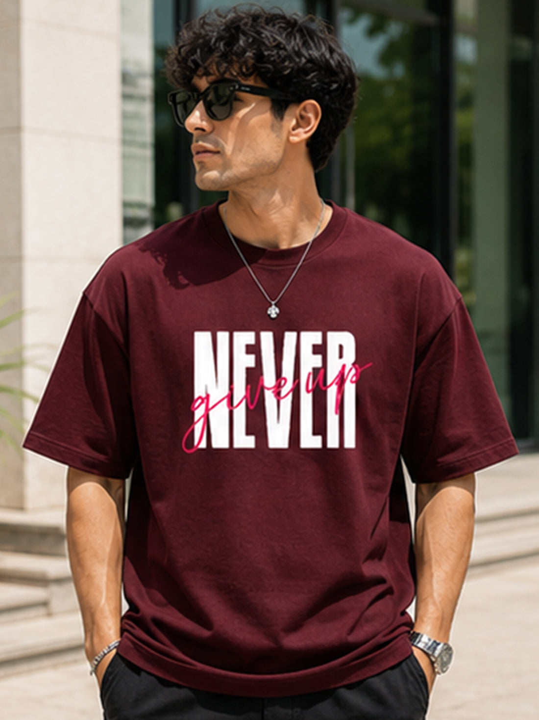 Men's Oversized Drop Shoulder T-Shirt | 100% Cotton Relaxed Fit Round Neck Streetwear Tee