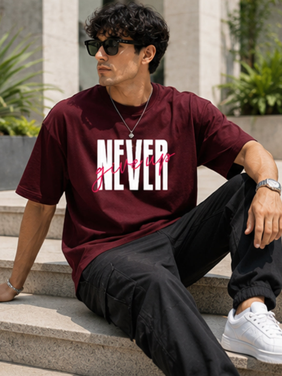 Men's Oversized Drop Shoulder T-Shirt | 100% Cotton Relaxed Fit Round Neck Streetwear Tee