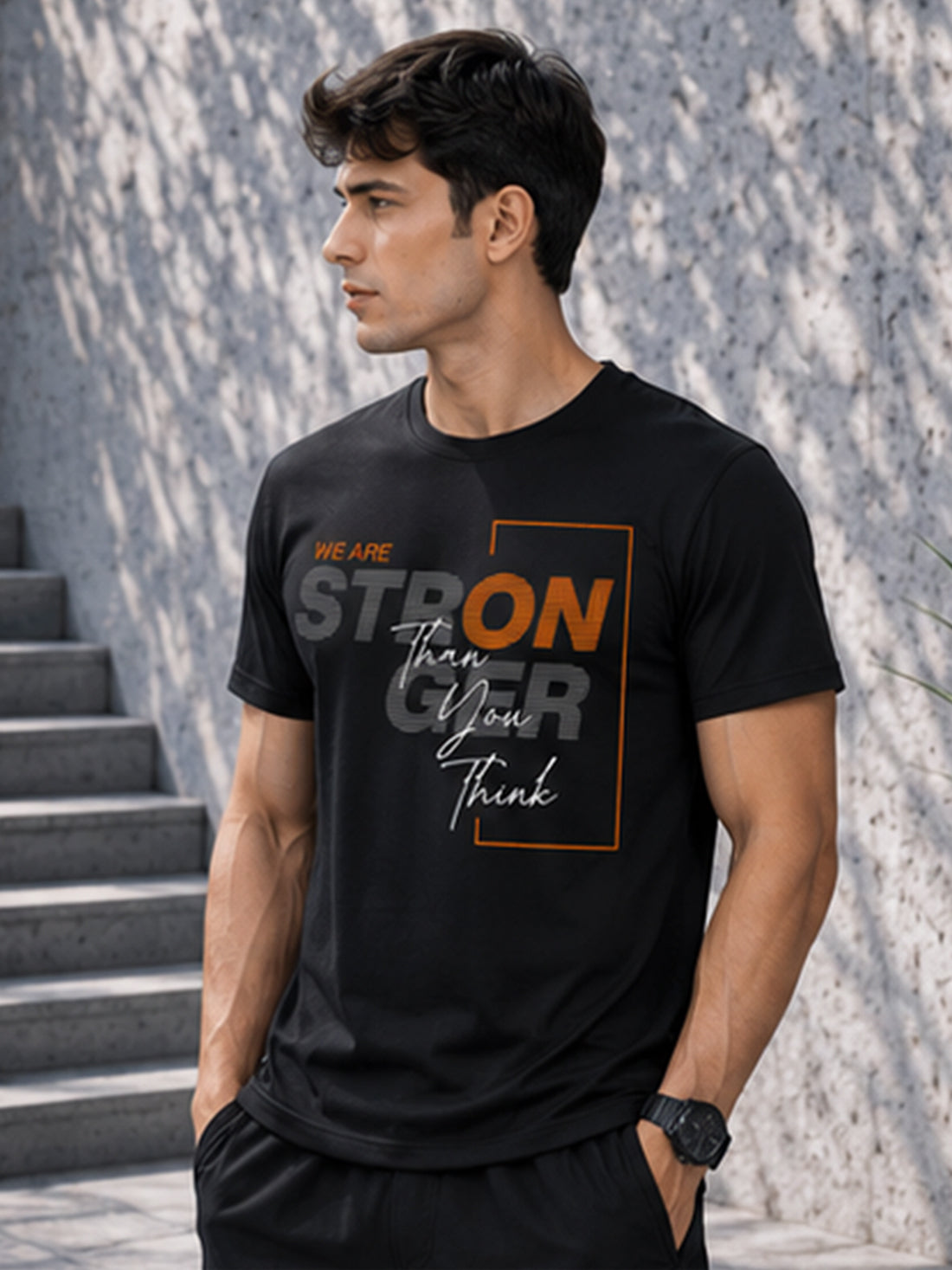 Stronger Than You Think Men's Black Performance T-Shirt | Quick Dry Sportswear | DPASSION