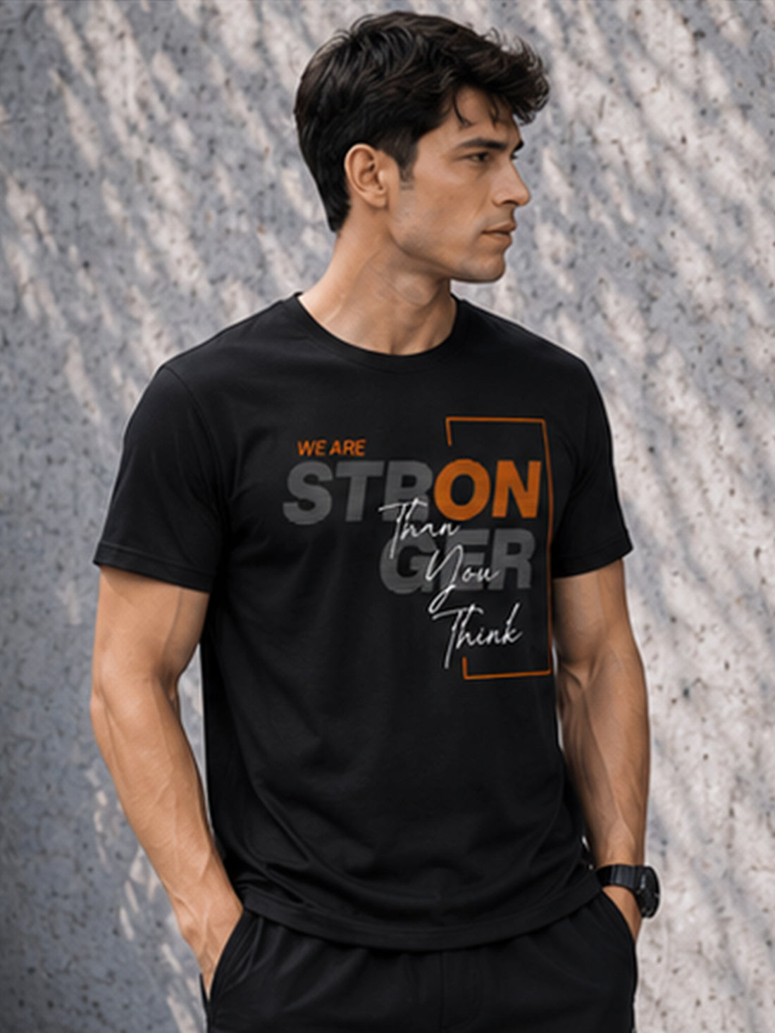 Stronger Than You Think Men's Black Performance T-Shirt | Quick Dry Sportswear | DPASSION