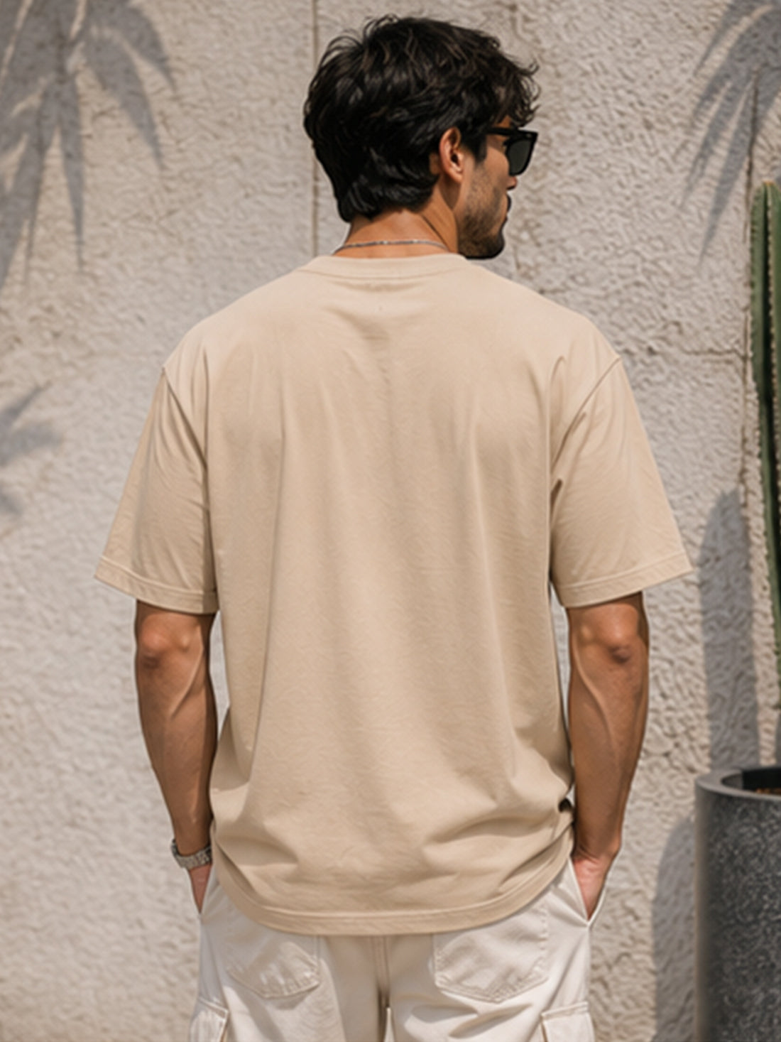 Men's Oversized Drop Shoulder T-Shirt | 100% Cotton Relaxed Fit Round Neck Streetwear Tee