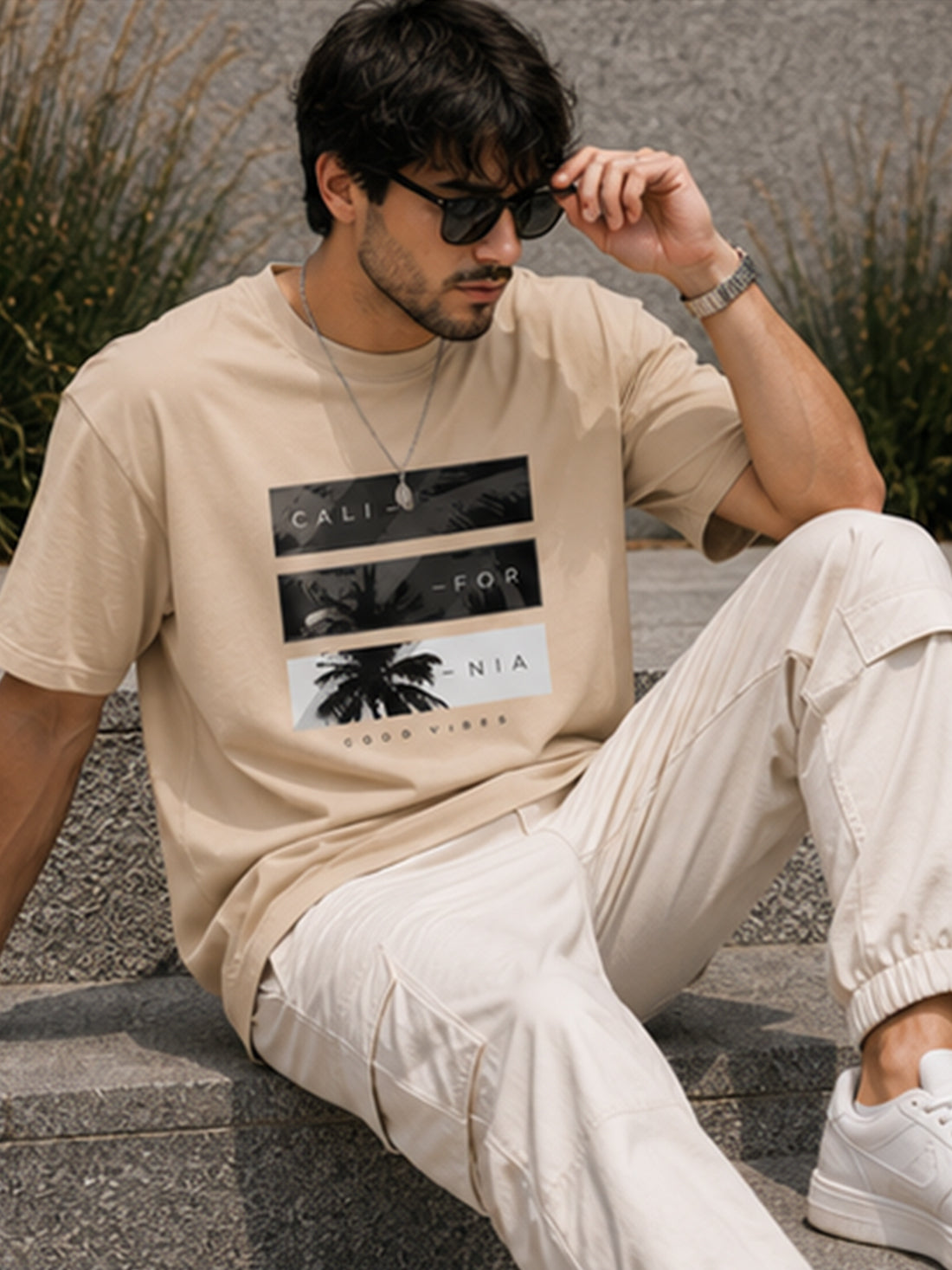 Men's Oversized Drop Shoulder T-Shirt | 100% Cotton Relaxed Fit Round Neck Streetwear Tee