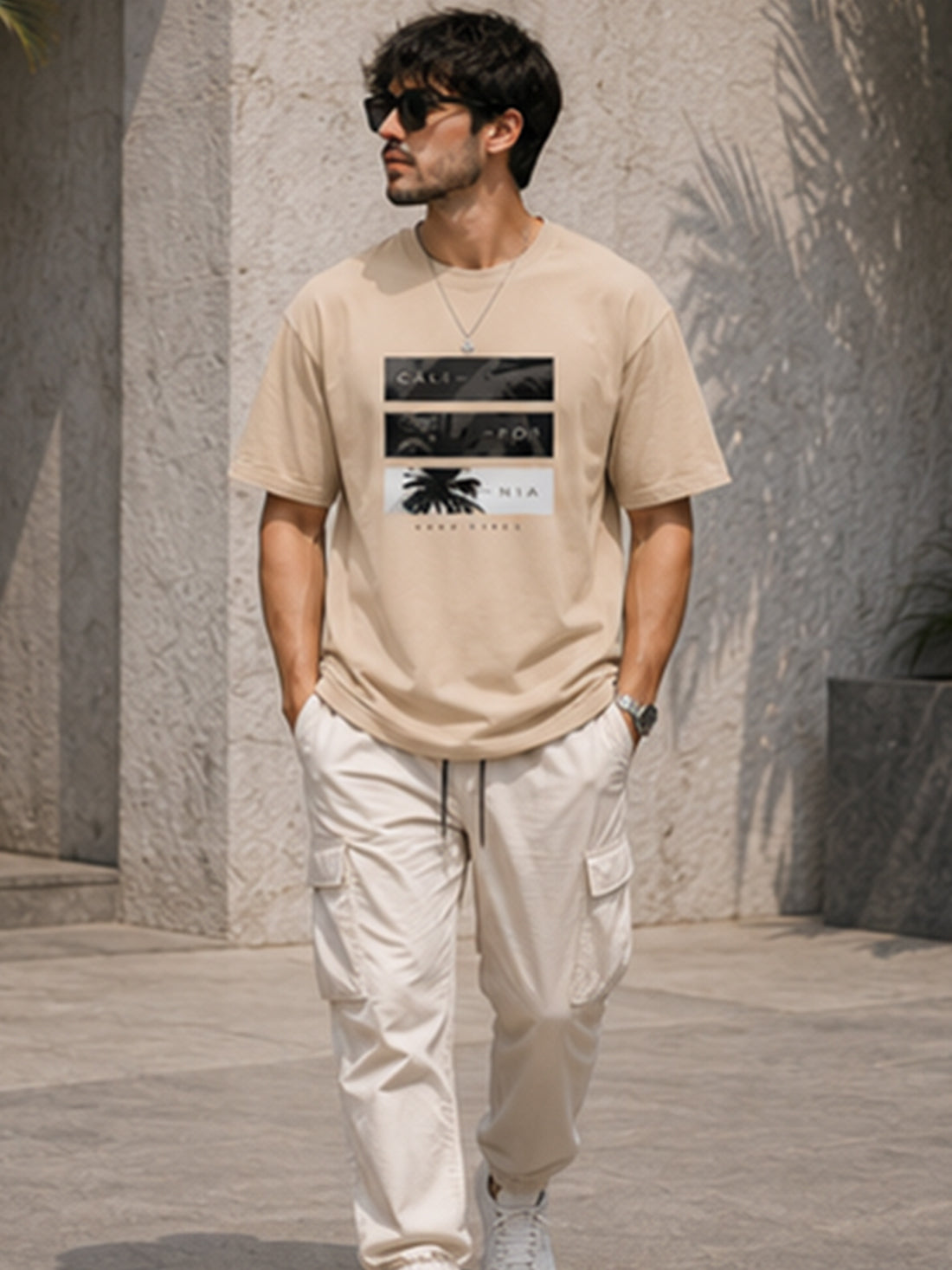 Men's Oversized Drop Shoulder T-Shirt | 100% Cotton Relaxed Fit Round Neck Streetwear Tee