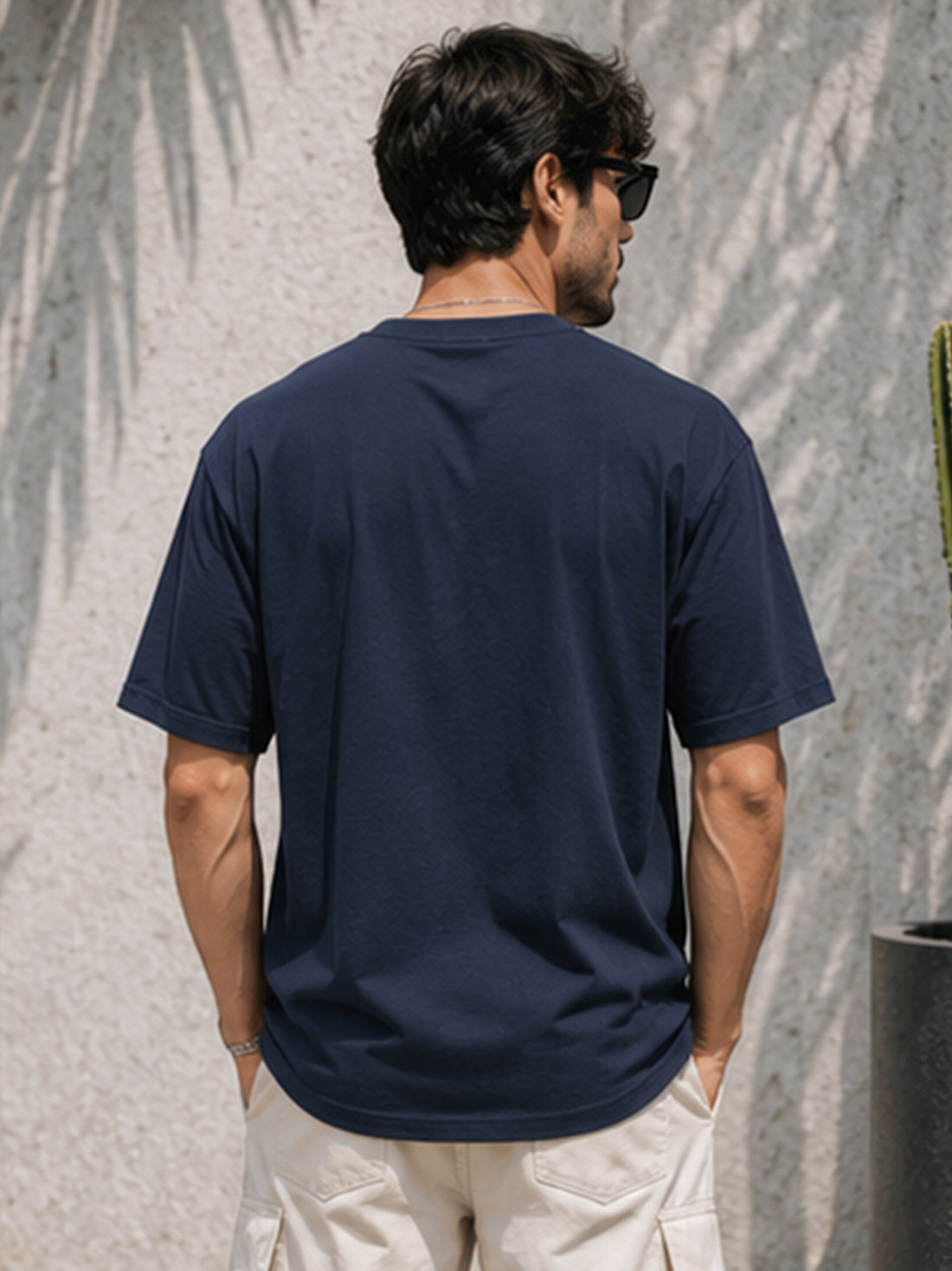 Men's Oversized Drop Shoulder T-Shirt | 100% Cotton Relaxed Fit Round Neck Streetwear Tee