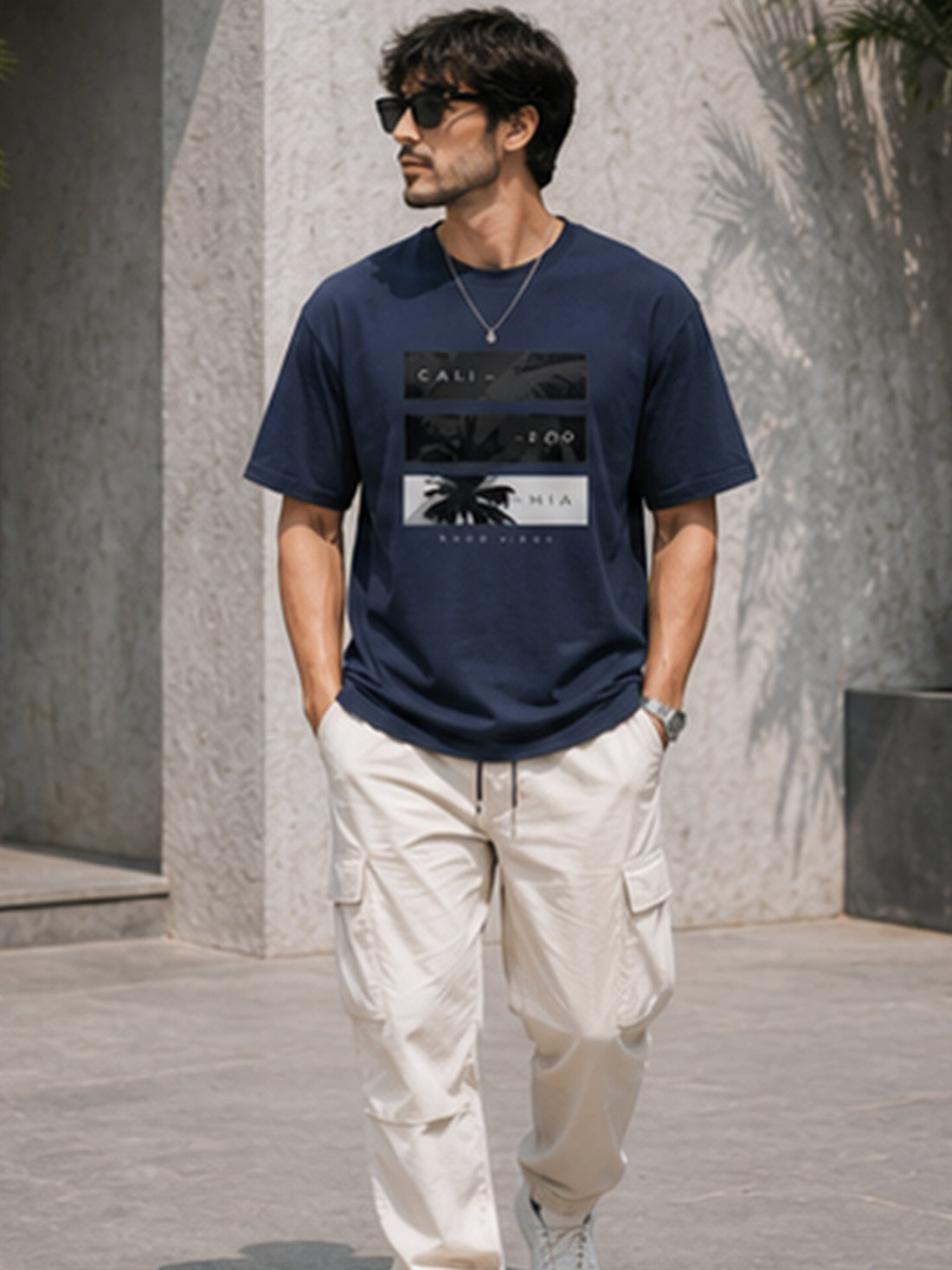 Men's Oversized Drop Shoulder T-Shirt | 100% Cotton Relaxed Fit Round Neck Streetwear Tee